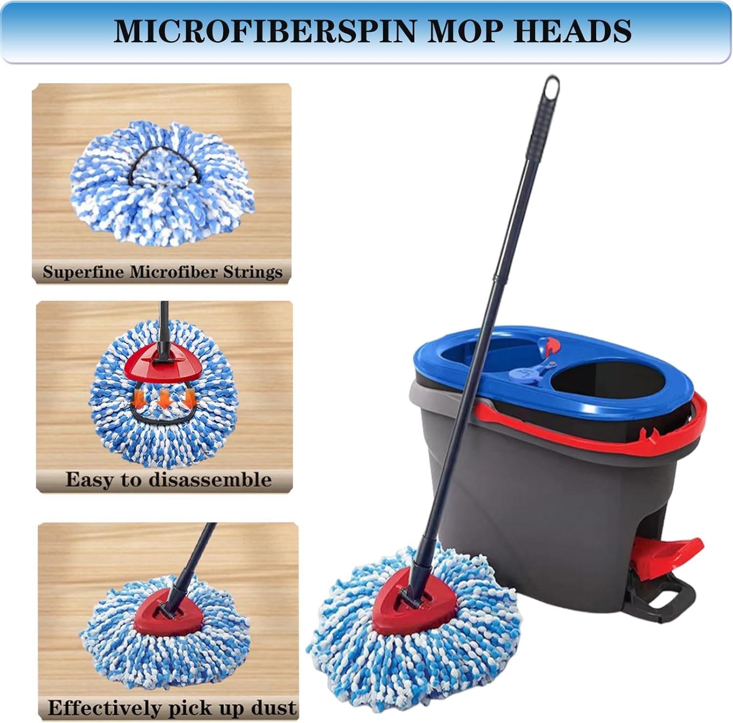 Fazlynyi 2 Pack Mop Replacement Heads for RinseClean 2-Tank System