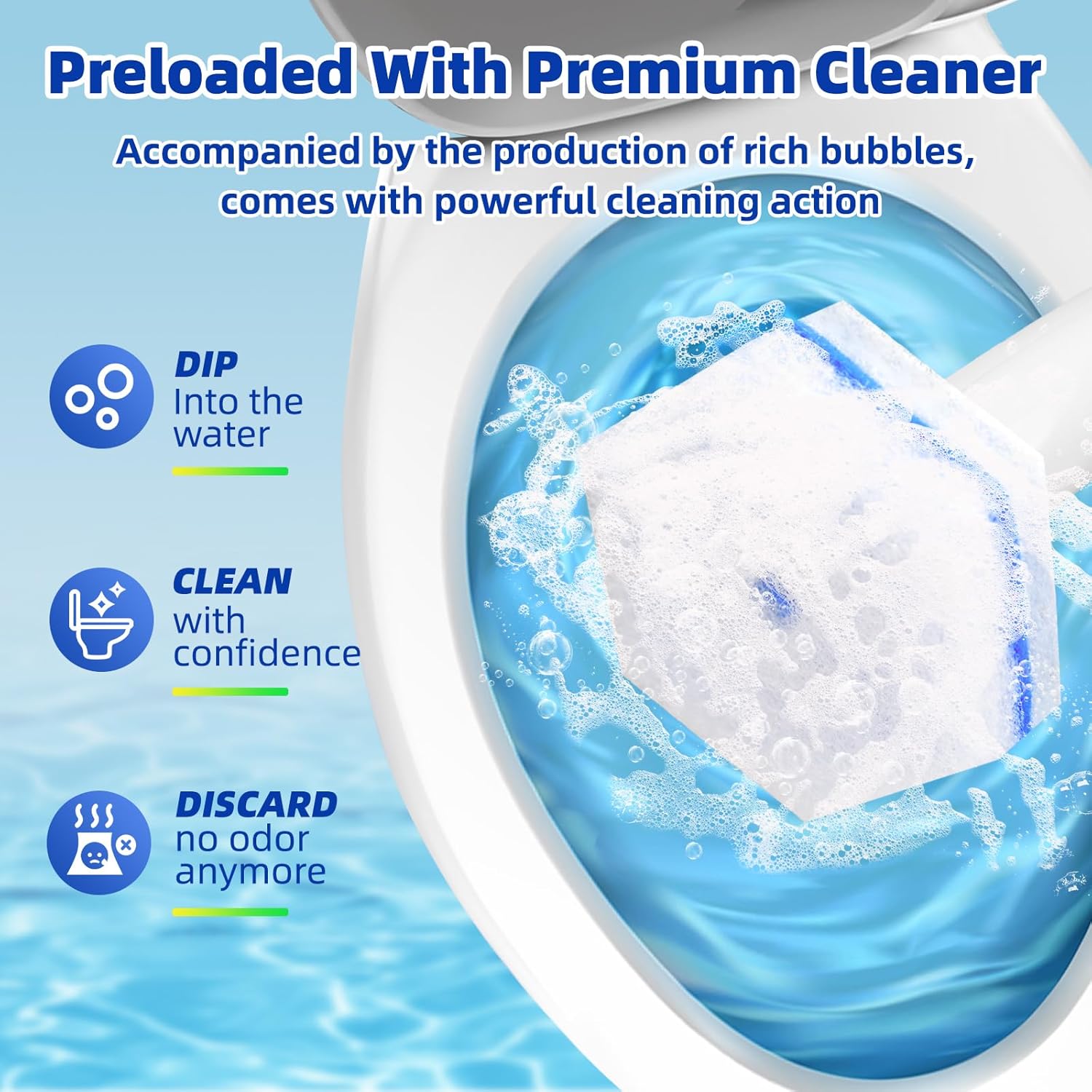 KOKL 60pcs Toilet Brush Refills Disposable Bathroom Cleaners