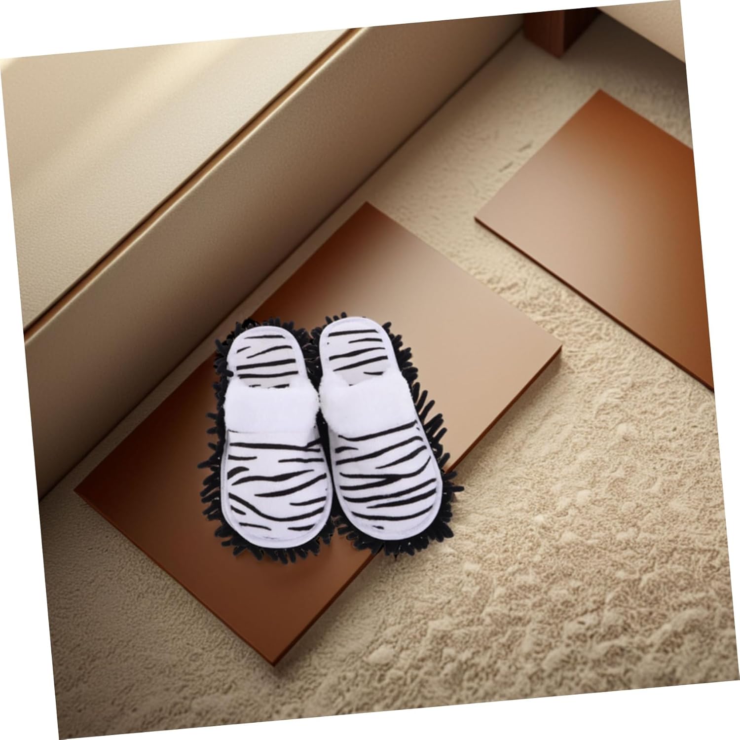 Ipetboom 1pair Cleaning Slippers with Detachable Mop Soles