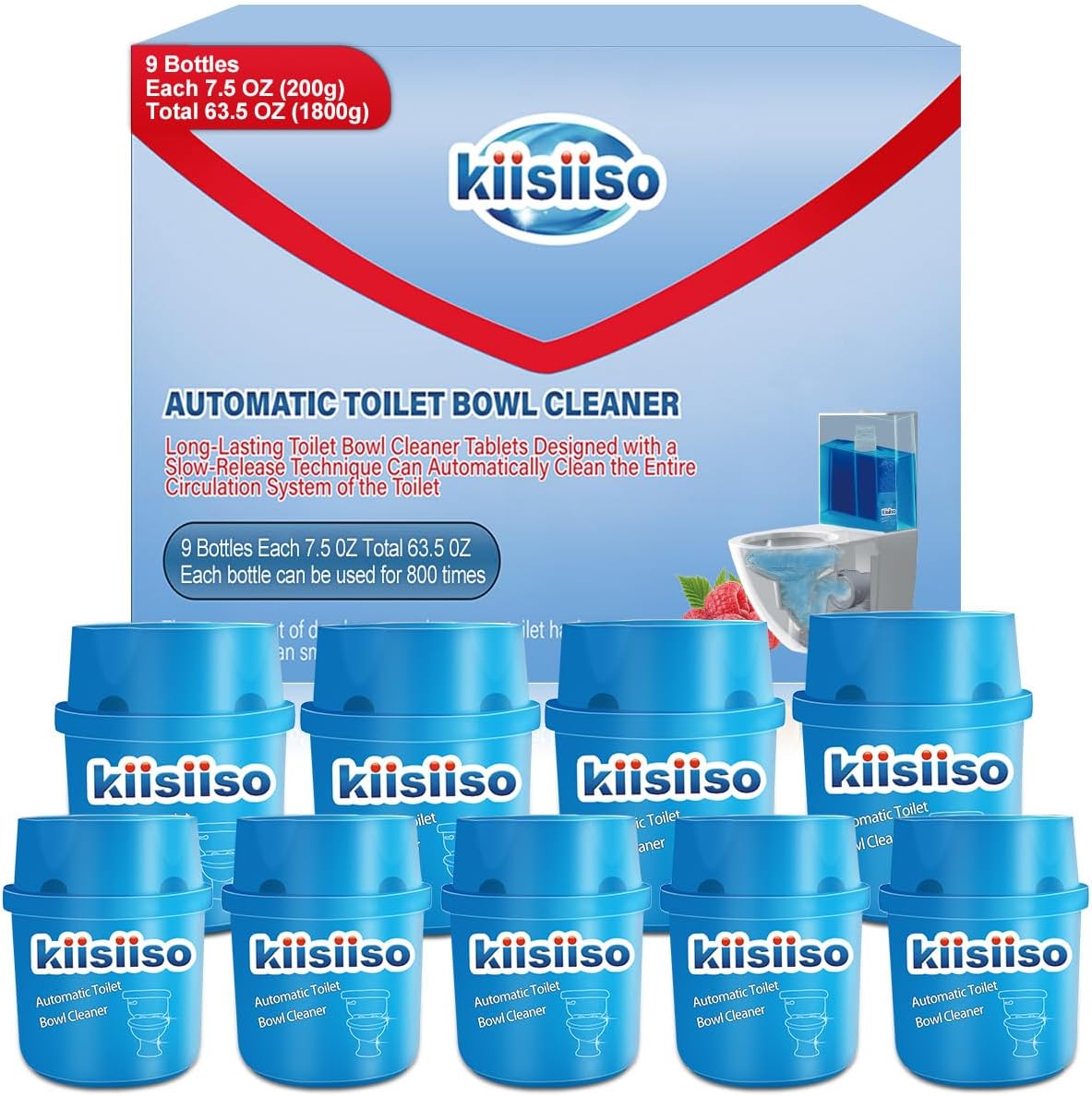 KIISIISO Toilet Bowl Cleaner Tablets - 9 Bottles