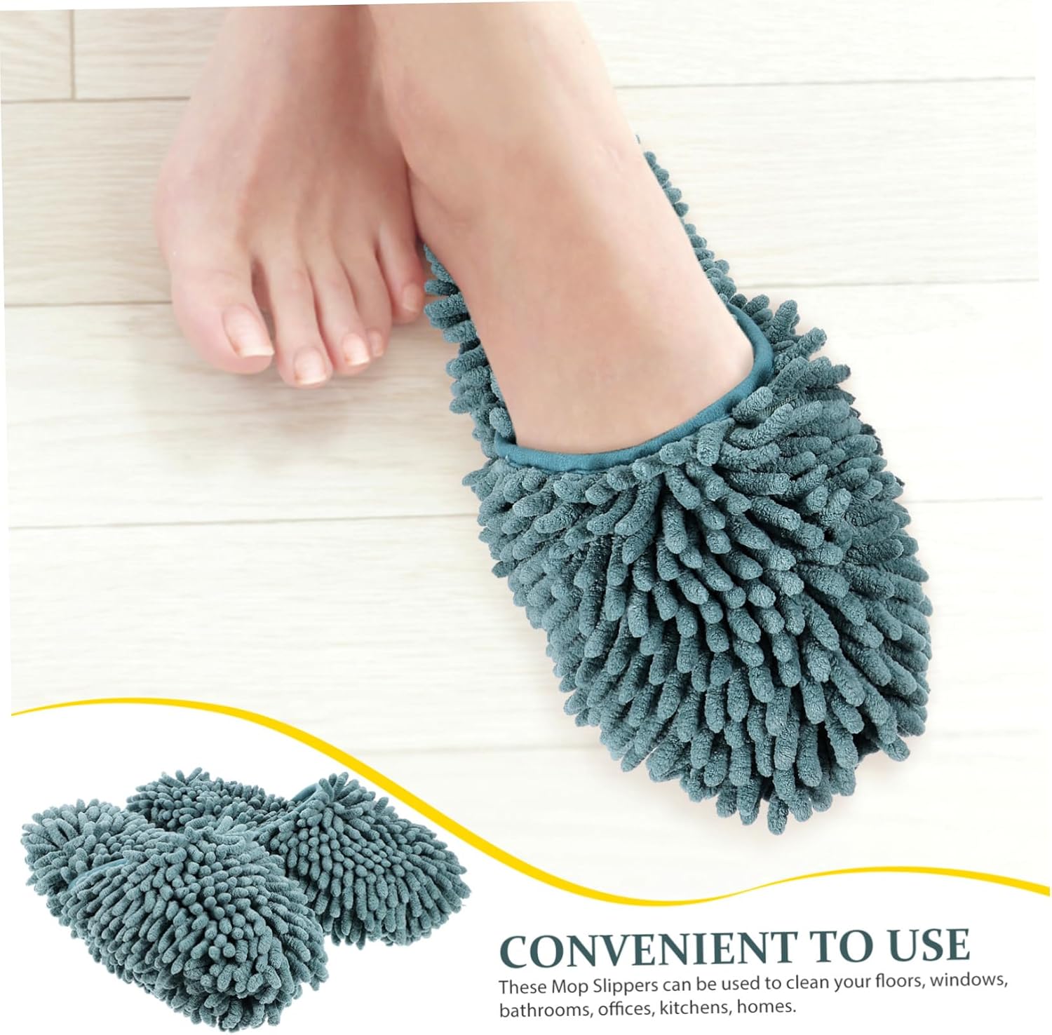 Sherchpry Reusable Chenille Mop Slippers for Floor Cleaning
