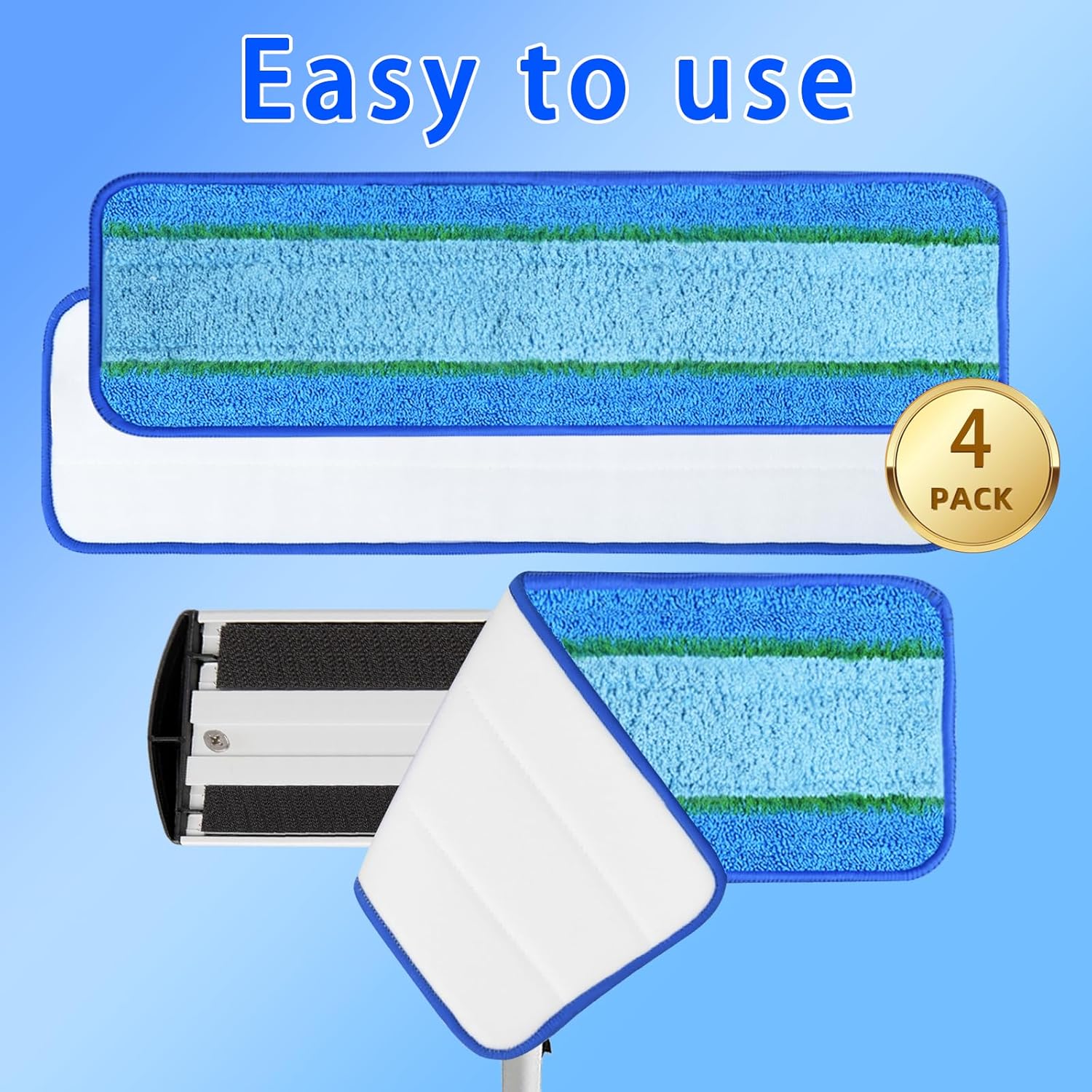 4 Pack Microfiber Deep Cleaning Pads for 18 and 17 Inch Mops
