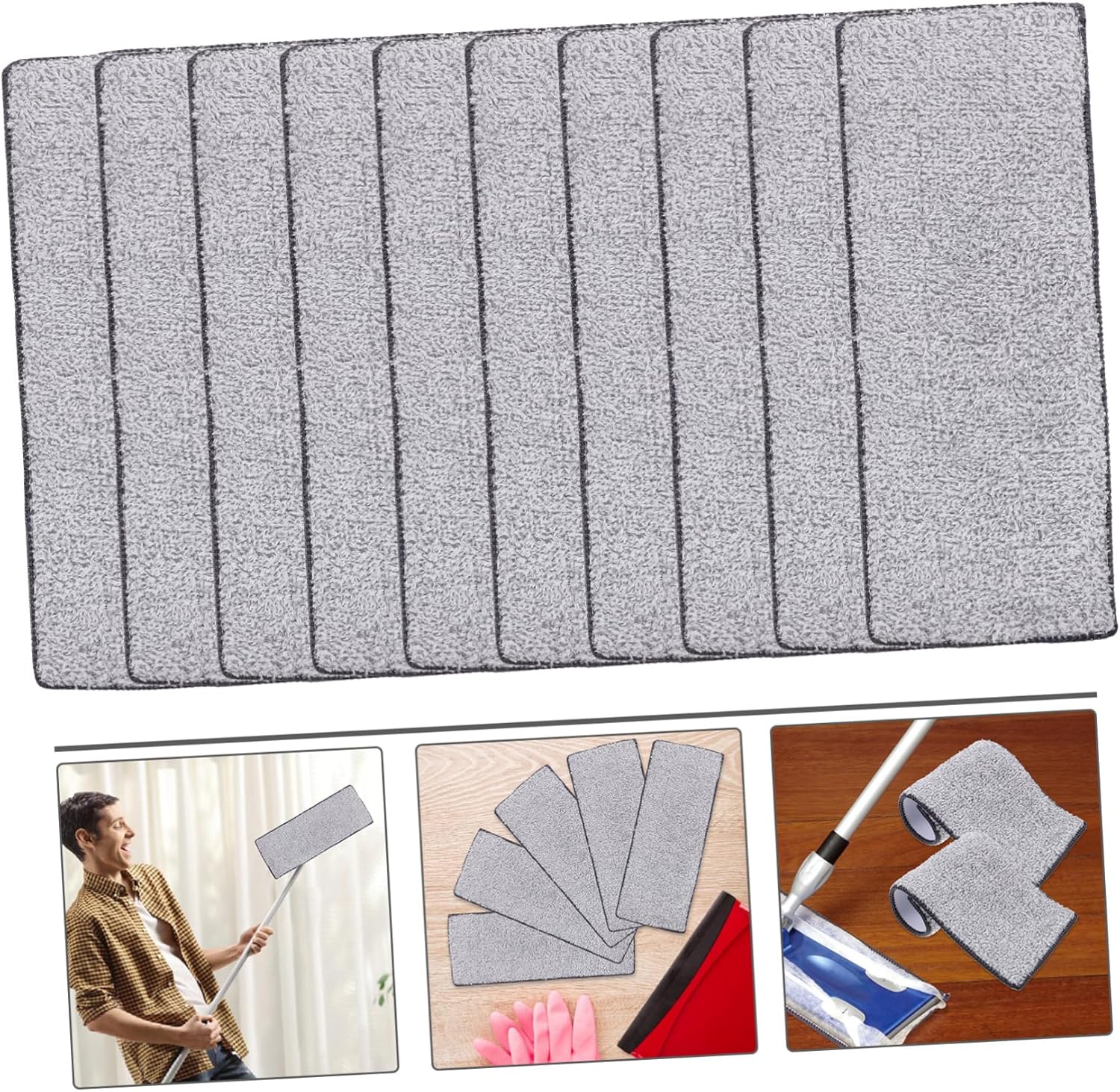 10pcs Microfiber Mop Pads for Floor Cleaning Reusable