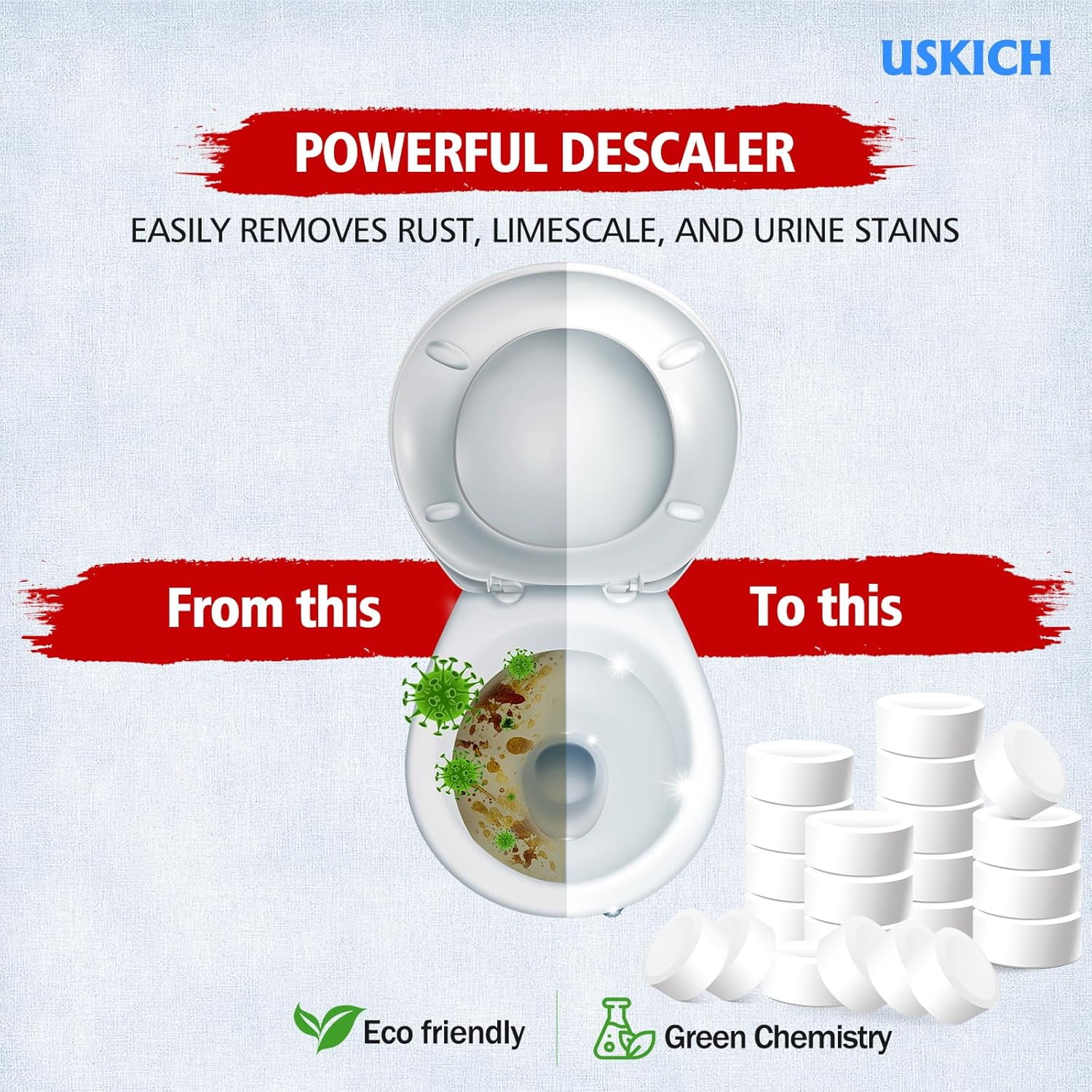 USKICH Toilet Bowl Cleaner 40 Pack with Bleach