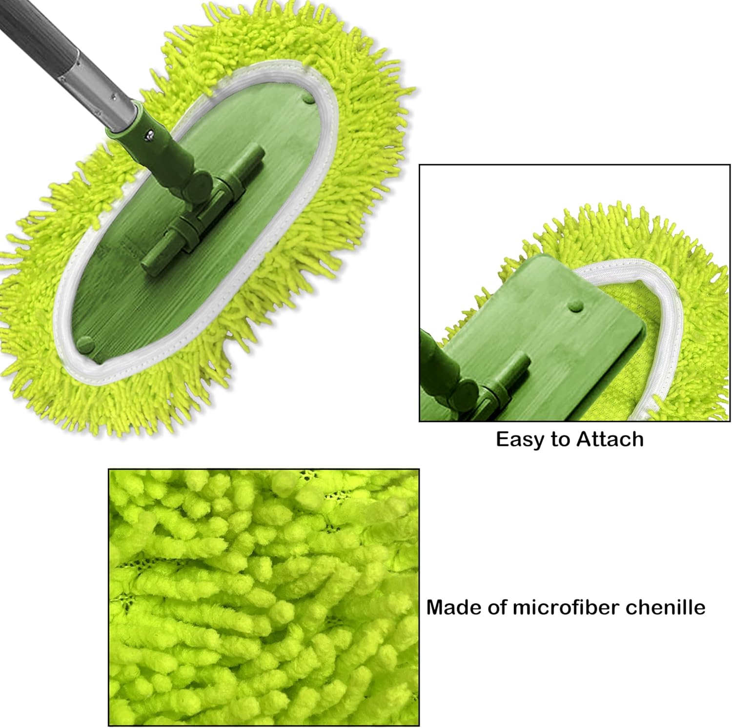 Rwotlls Reusable Microfiber Mop Pads 4 Pack Green