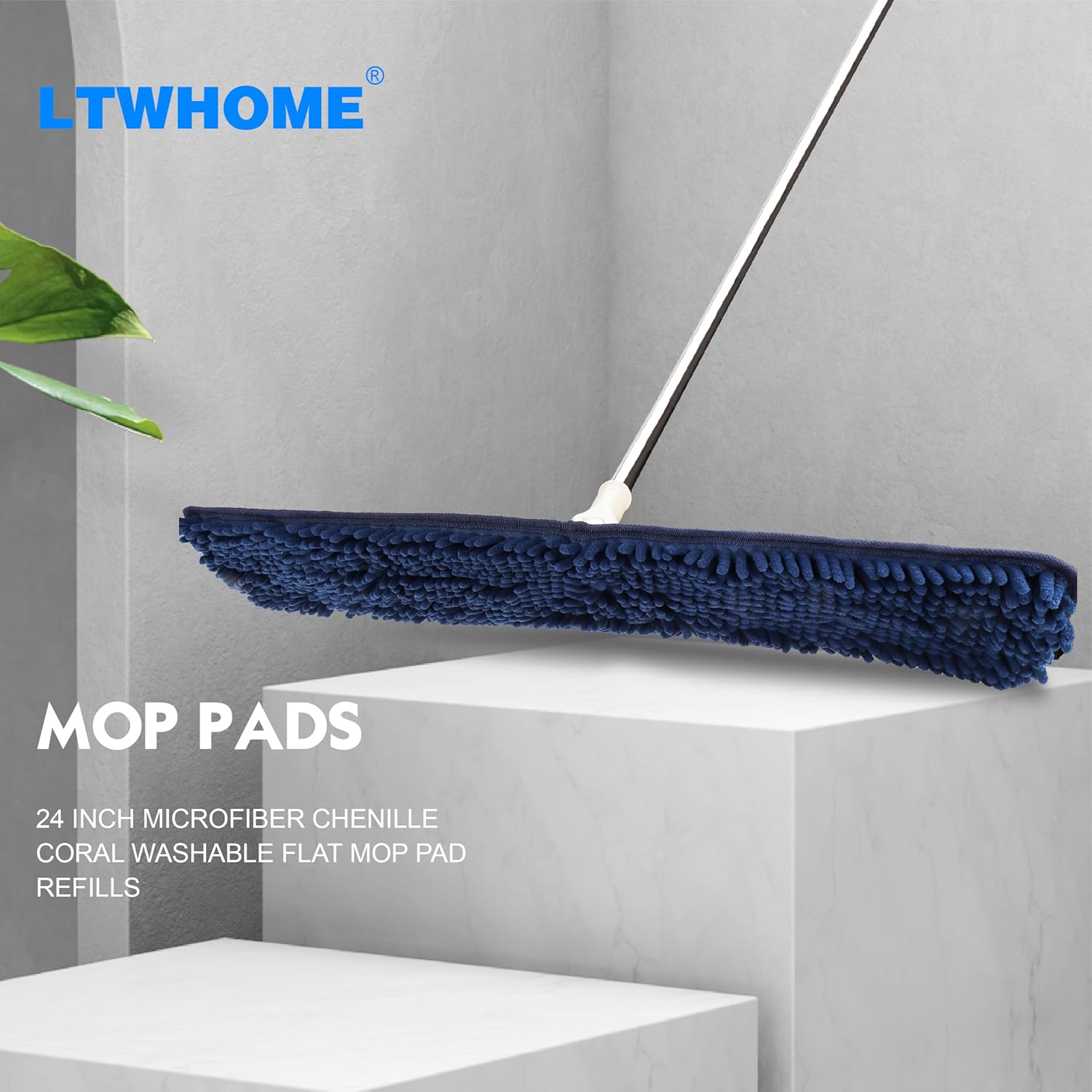 LTWHOME 24 Inch Microfiber Chenille Replacement Mop Pads Pack of 6