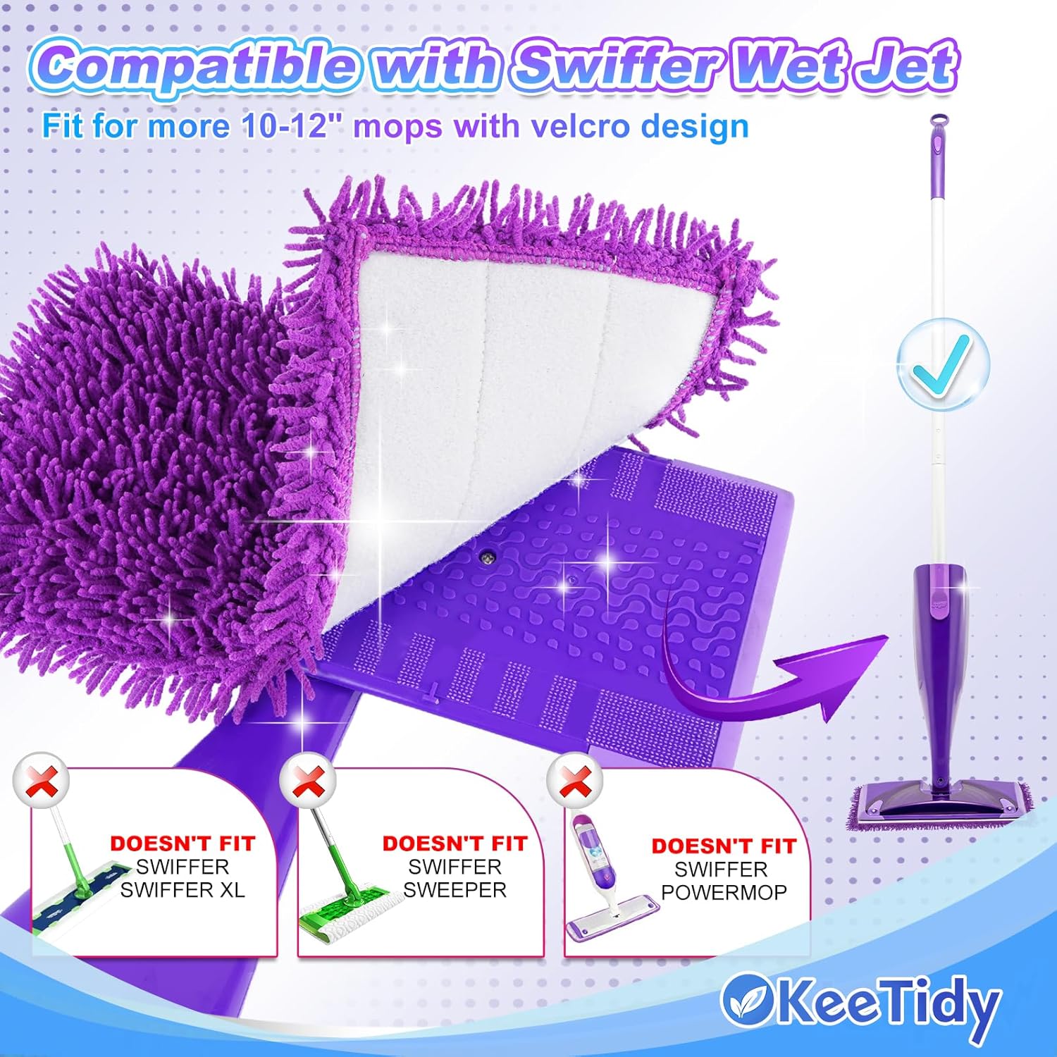 KeeTidy Wet Jet Pads 3 Pack for Swiffer WetJet