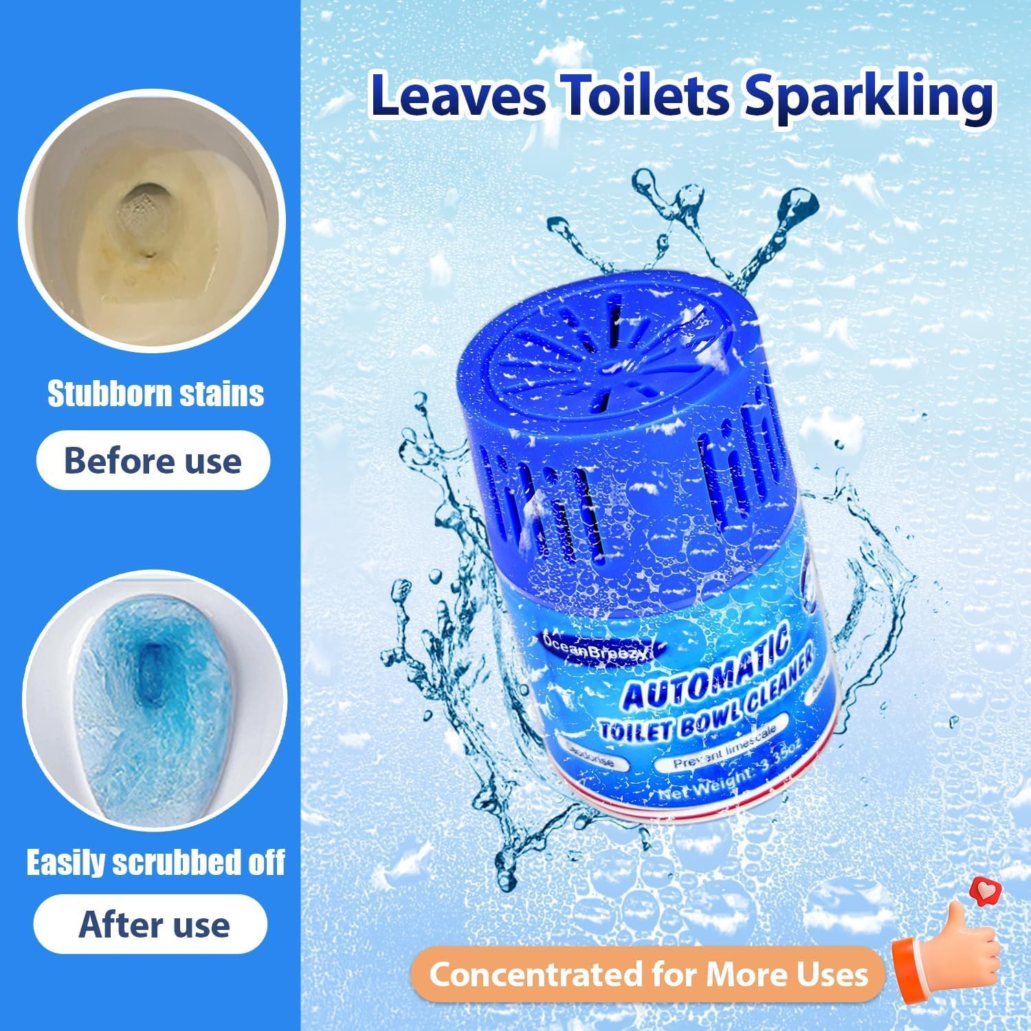 OceanBreezy Toilet Cleaner Tablets 3 Bottles Set
