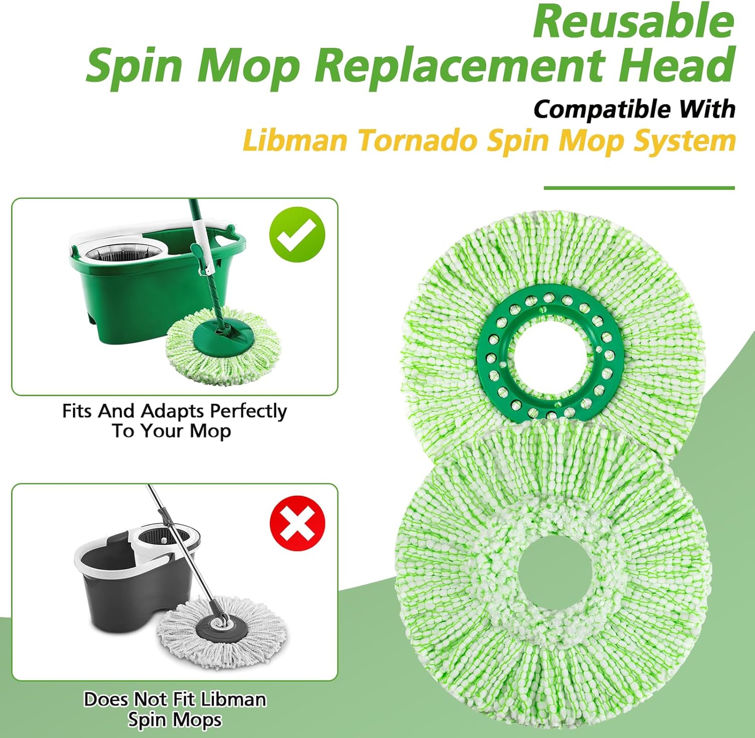 Zeekech 6 Pack Mop Head Refills for Libman Tornado Spin Mop