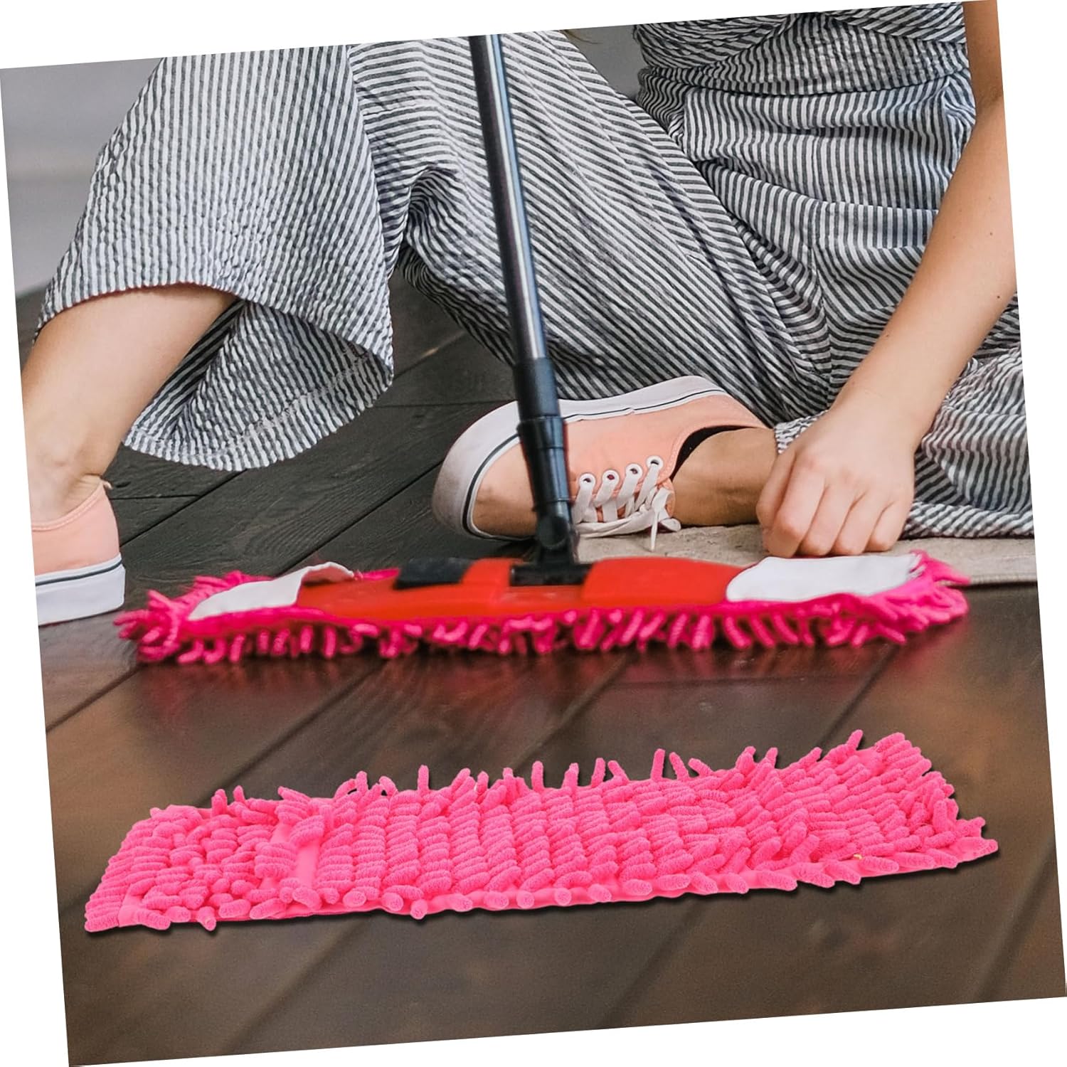 2Pcs Red Mop Cloth Replacement for Home Cleaning