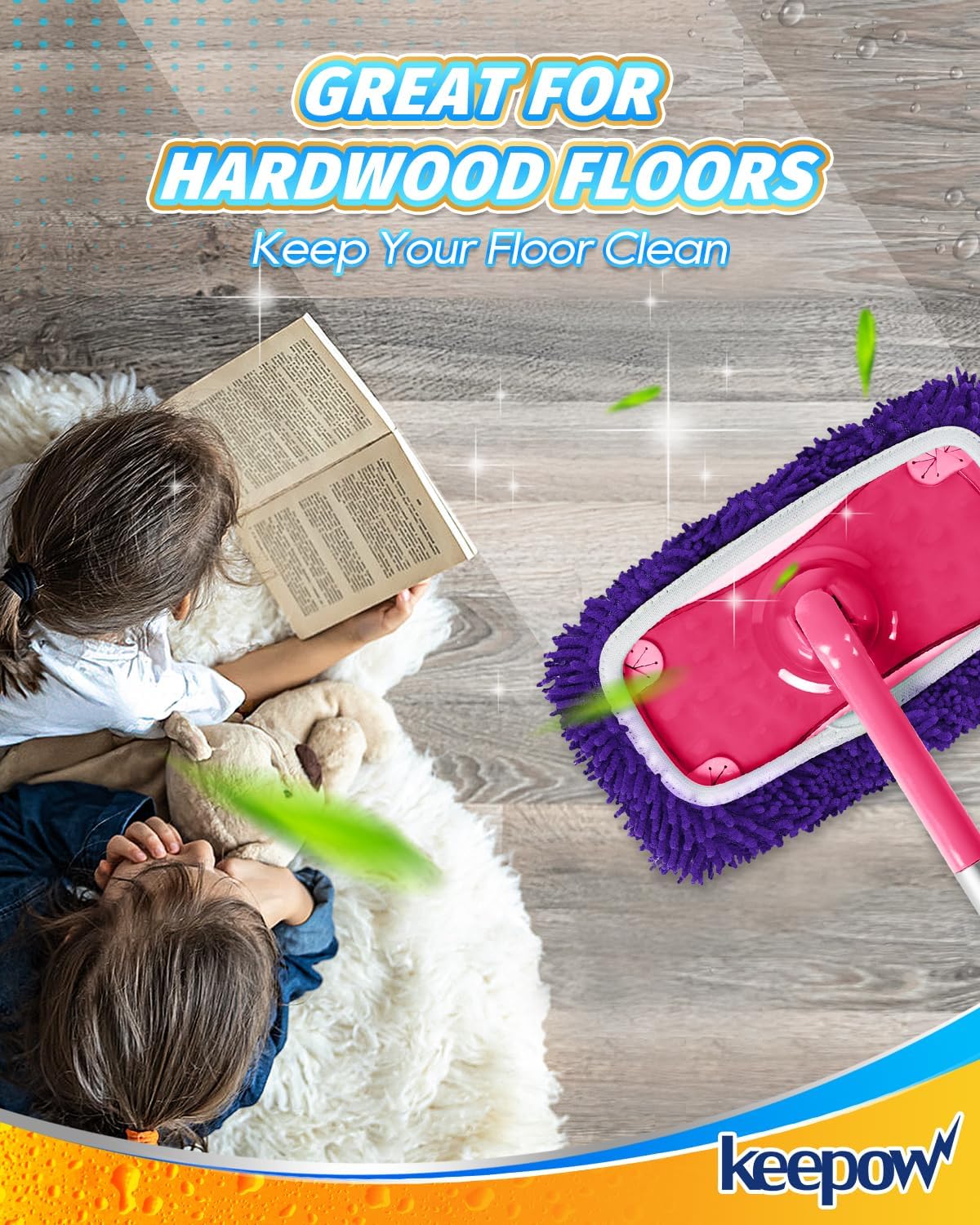 KEEPOW 8Pcs Reusable Microfiber Mop Pads for Swiffer Sweeper Mop 1