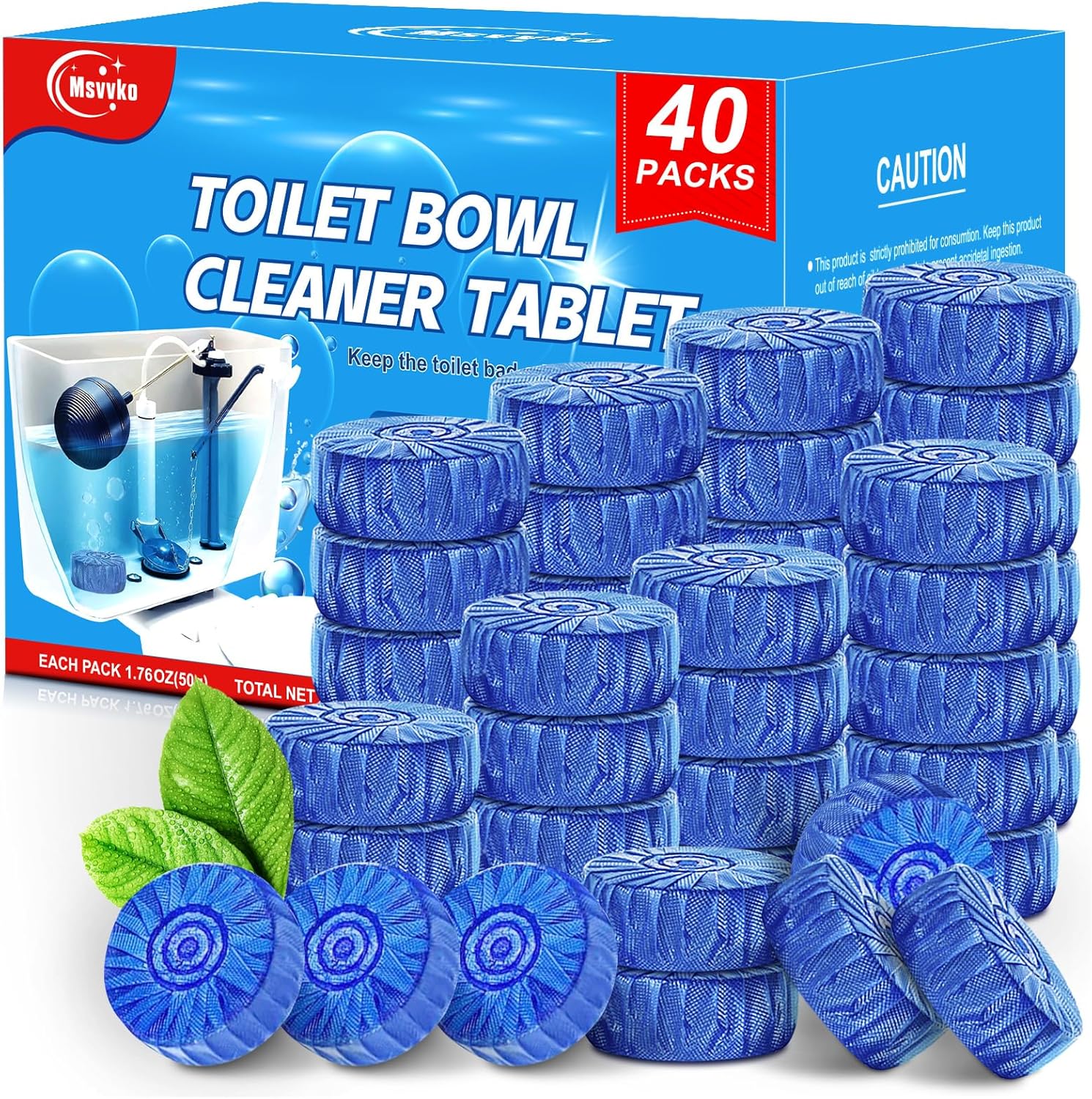 Msvvko Toilet Cleaner Tablets 40 Pcs Septic Safe