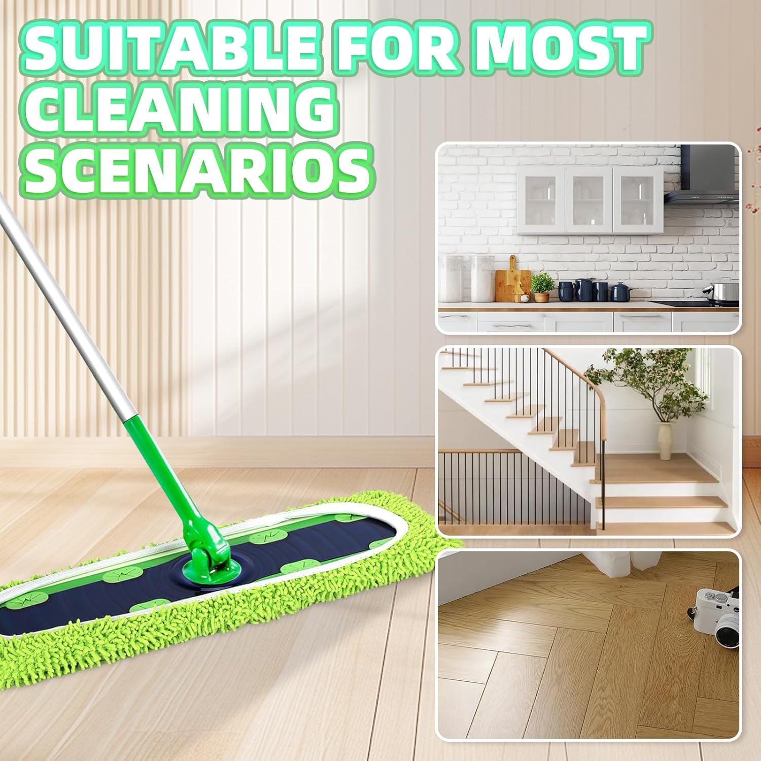Nicemiya 4 Pack Reusable X-Large Mop Pads for Swiffer Sweeper XL