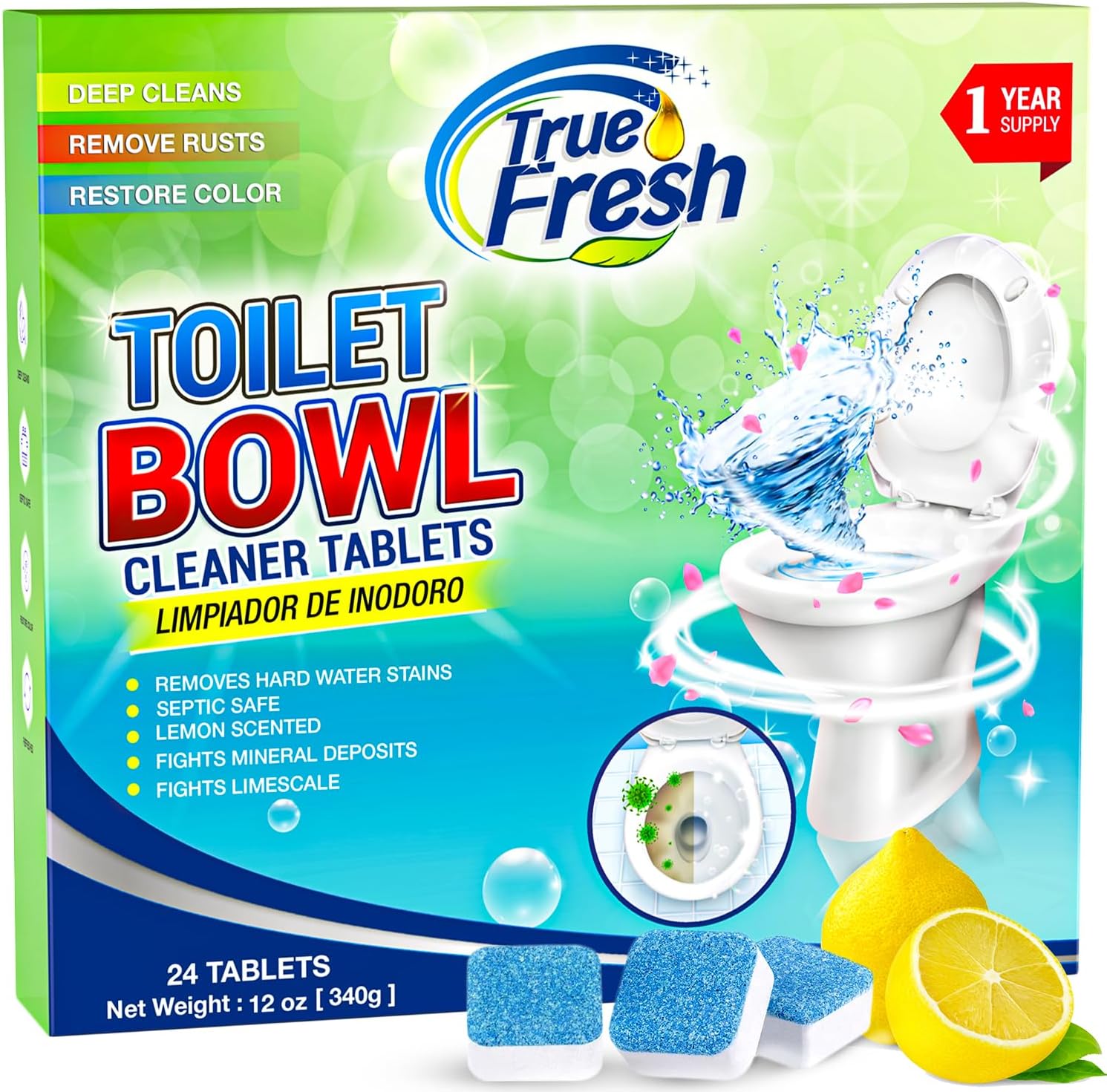 True Fresh Toilet Bowl Cleaner Tablets 24-Pack 1 Year Supply