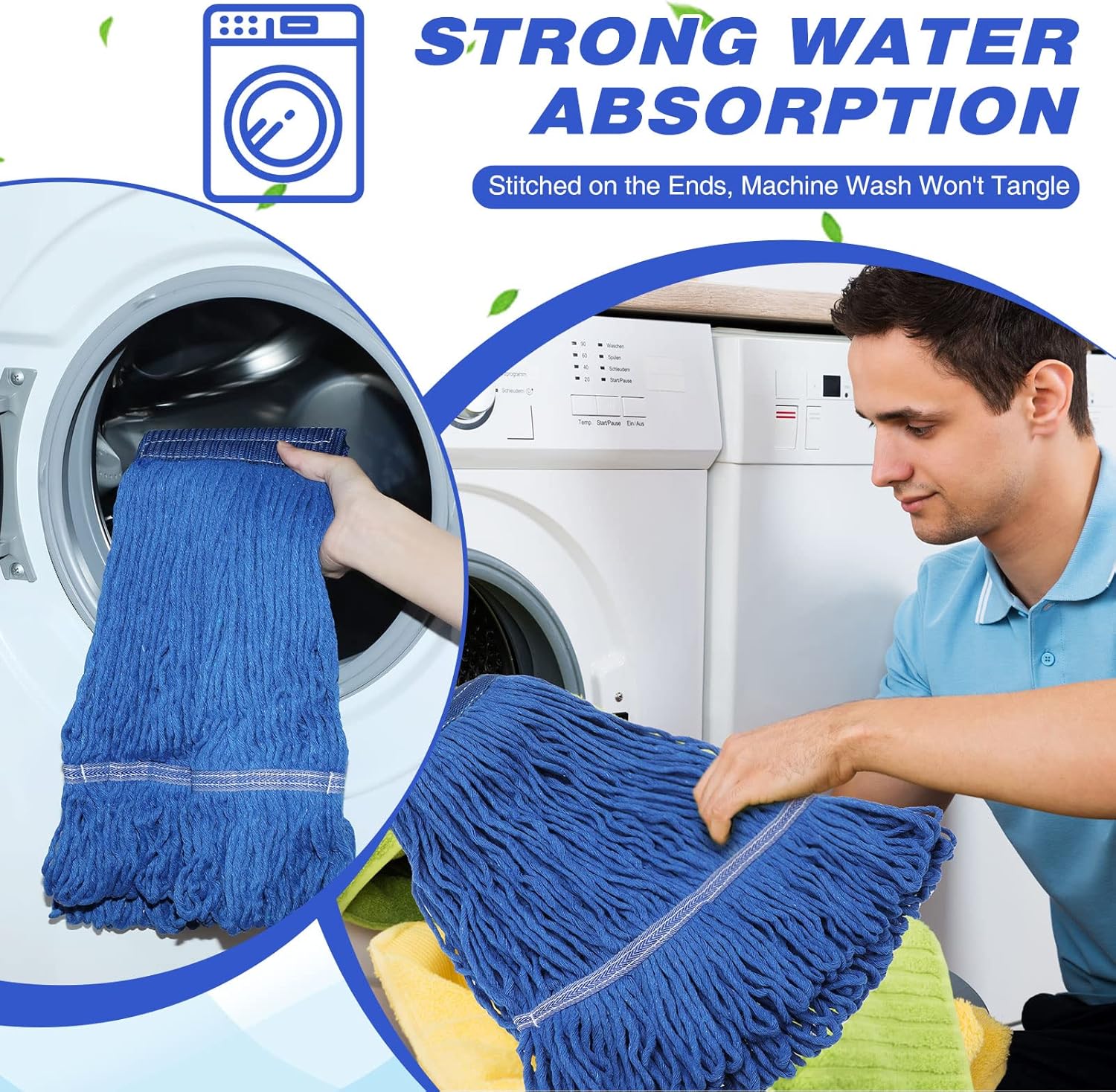 16 Pack Heavy Duty Cotton Mop Head Replacements