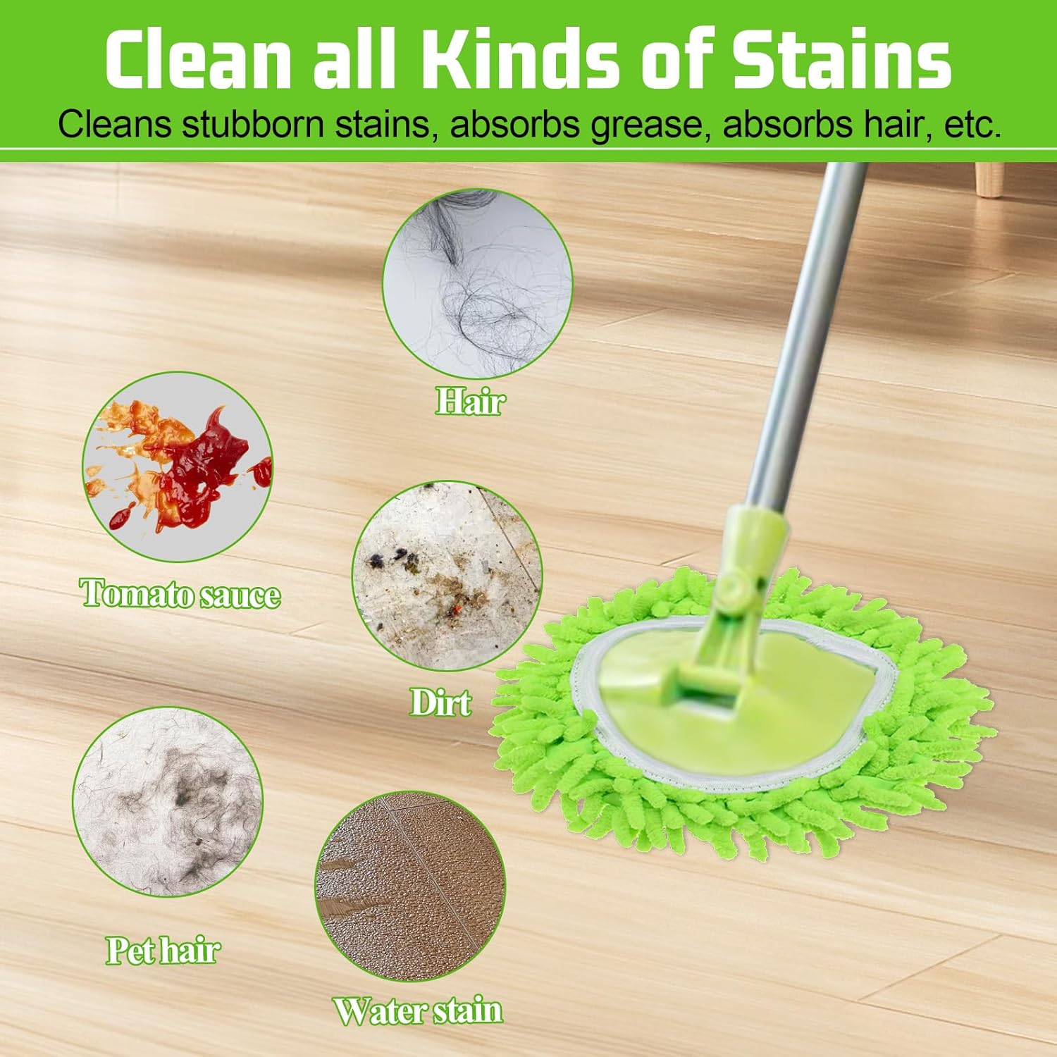 2 Pack Spin Mop Replacement Heads Green Machine Washable