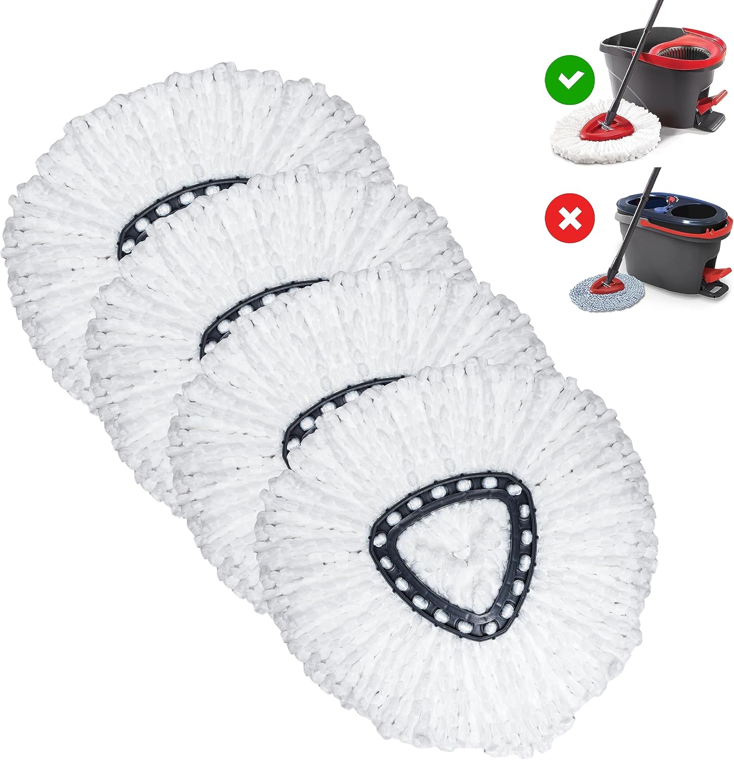 BRENSTEN Spin Mop Refill Heads 4-Pack