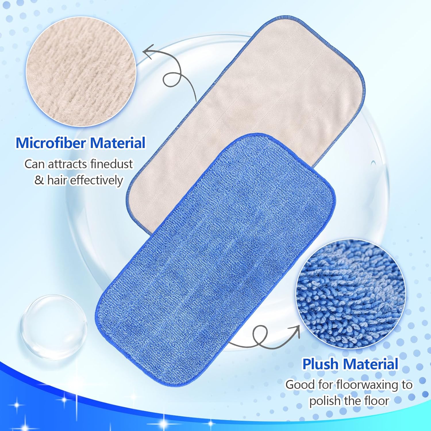 Yicotira Microfiber Mop Refills 4 Pack - Reusable Replacement for MR SIGA