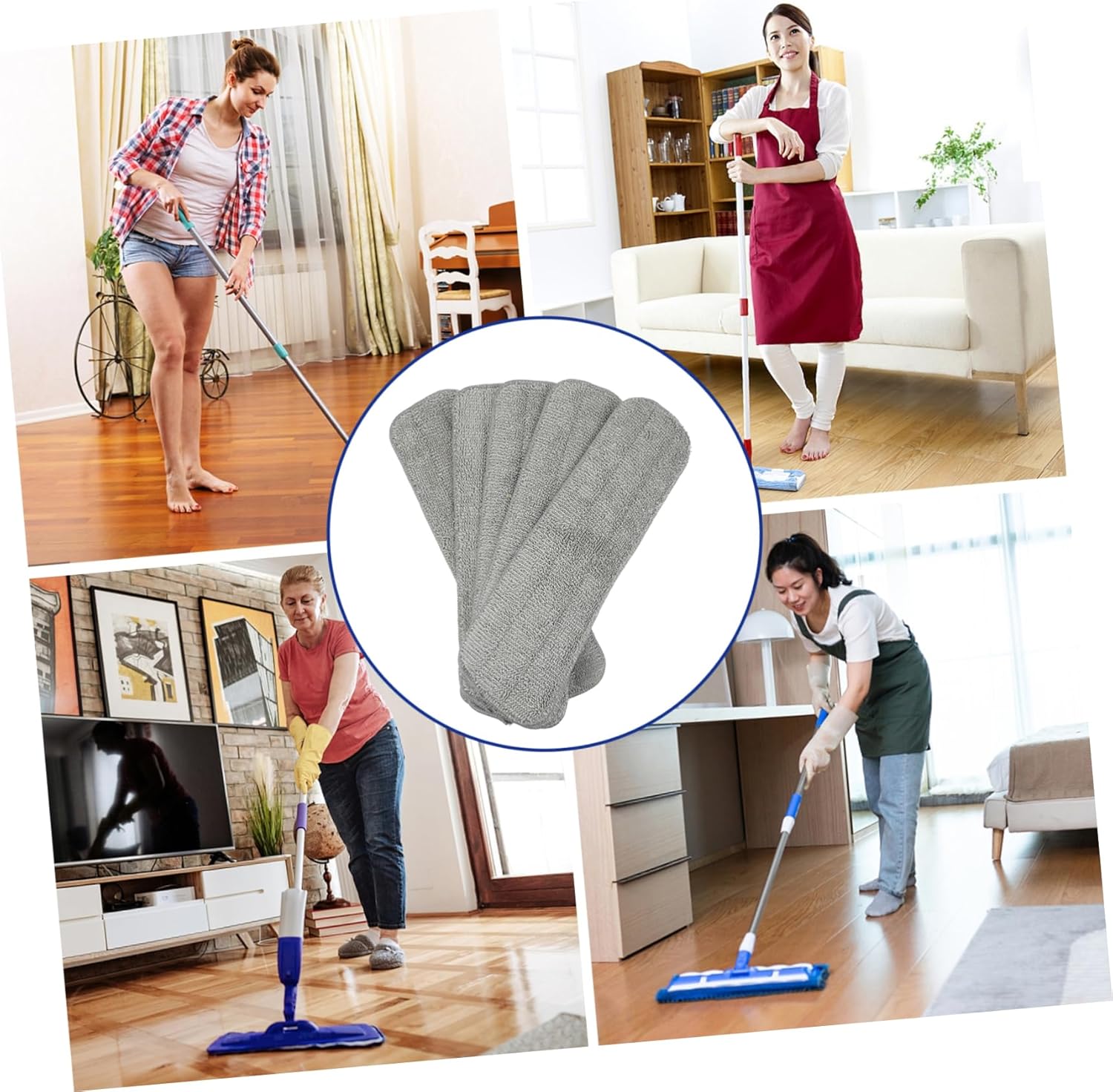 Ipetboom 5pcs Microfiber Mop Pads Reusable Floor Cleaning Heads 1
