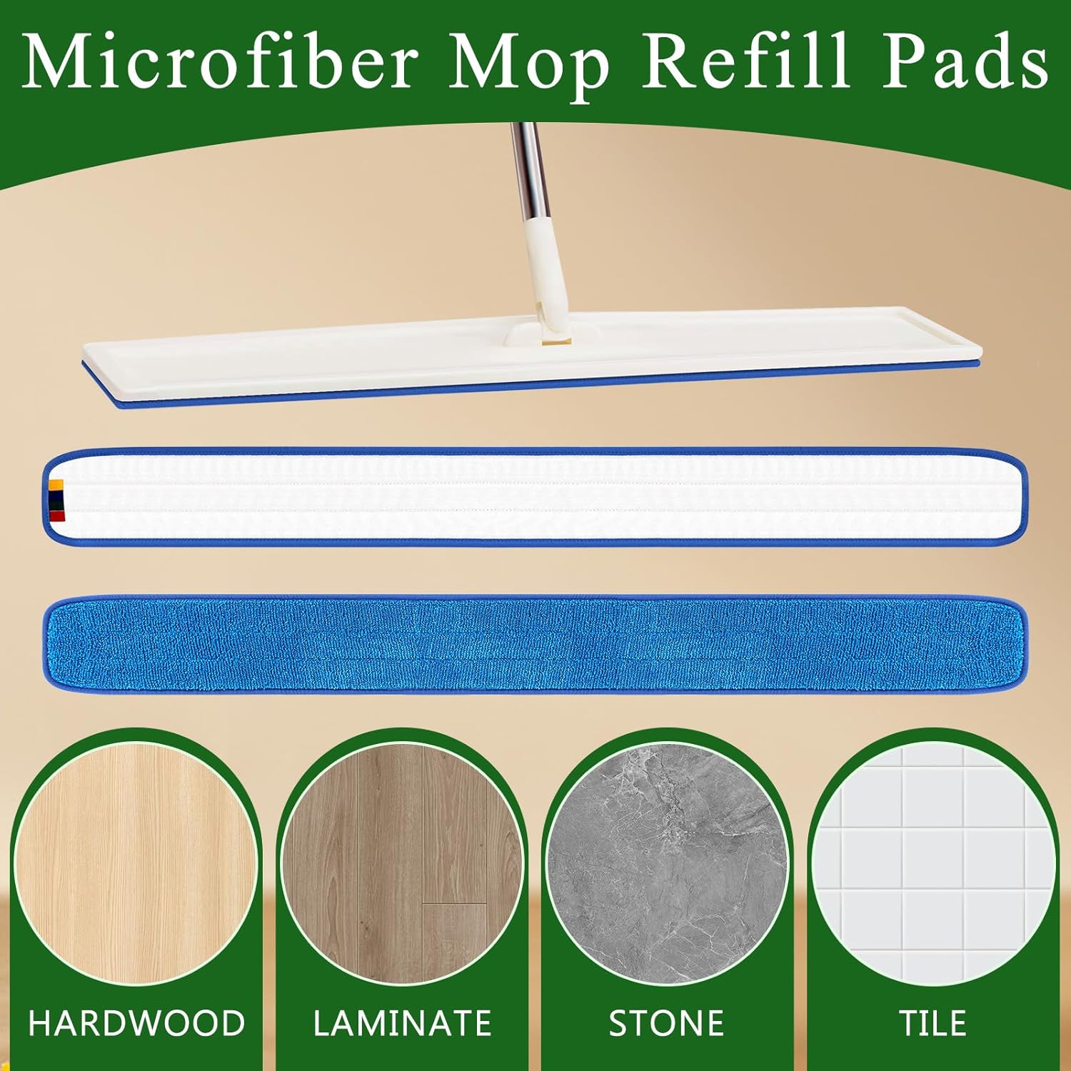 LOYIM 3 Pcs 48 Inch Microfiber Mop Refill Pads