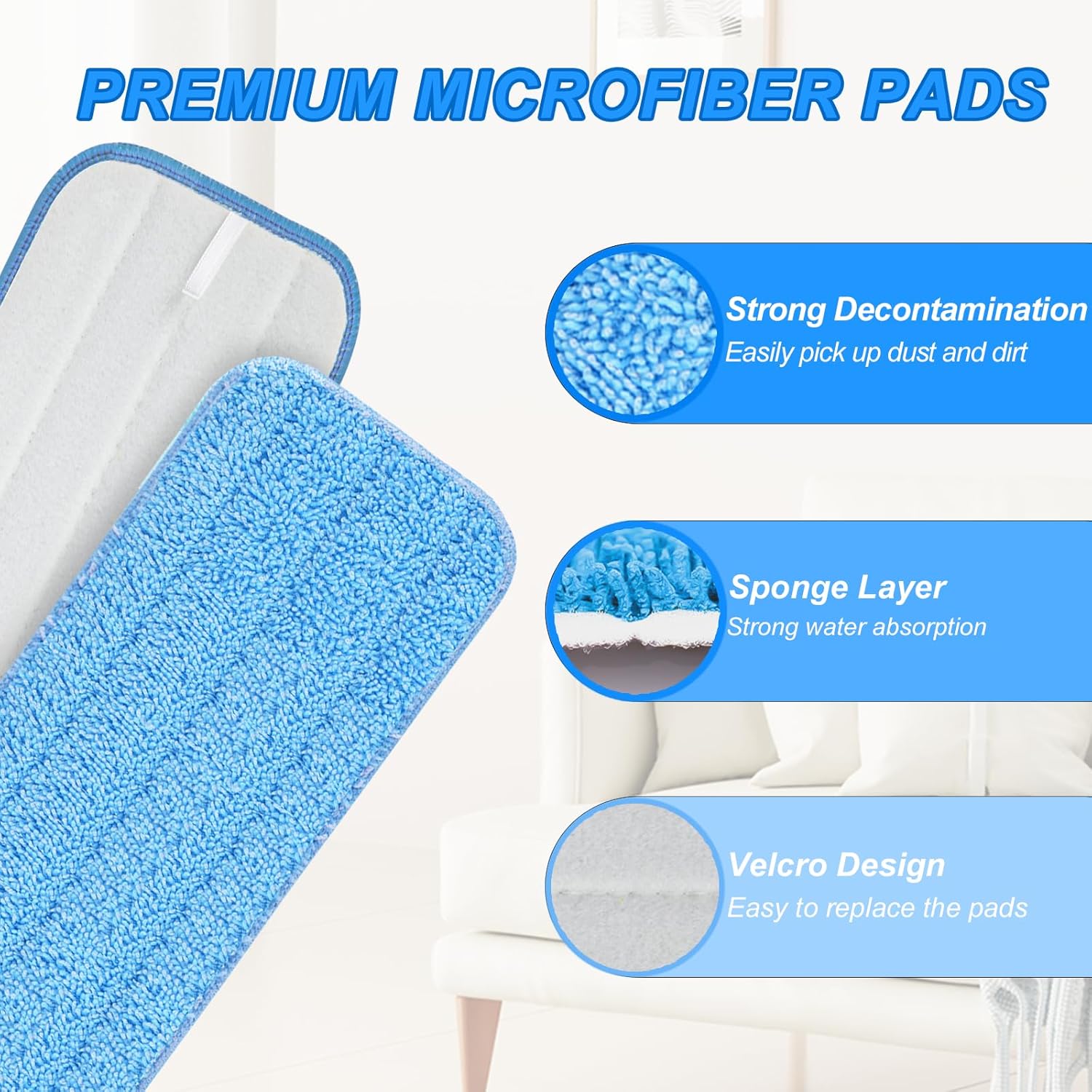 5 Pack Reusable Mop Pads for Swiffer PowerMop