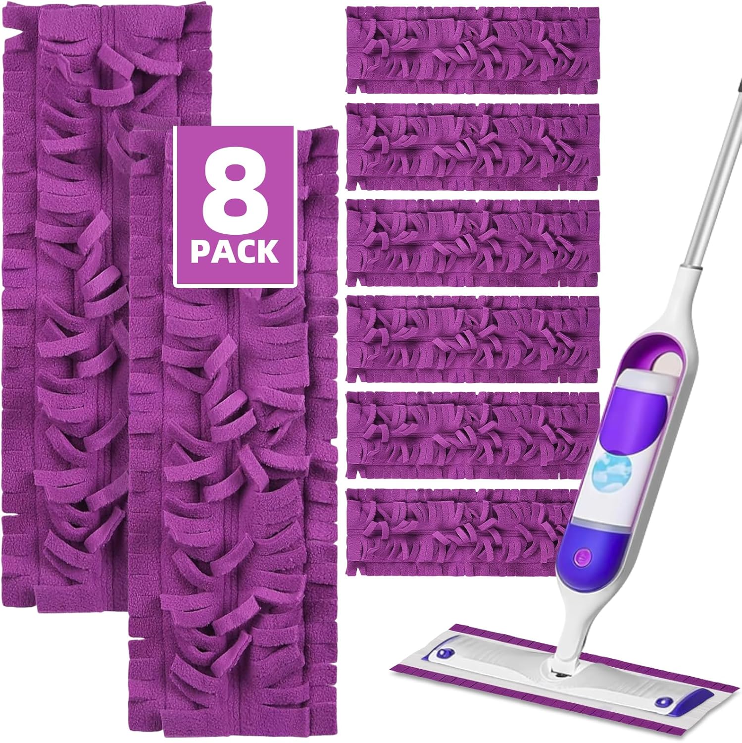 8 Pack Purple Microfiber Mop Refill Pads for Swiffer PowerMop