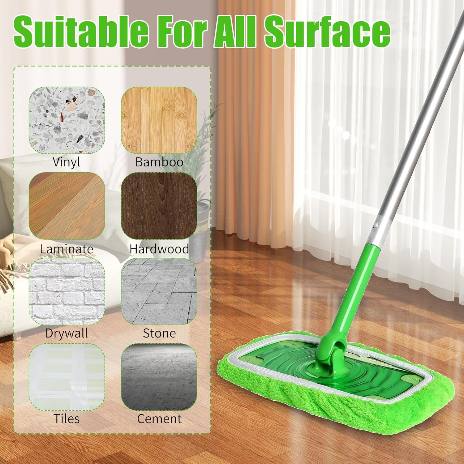 6 Pack Reusable Microfiber Mop Pads for Swiffer Sweeper 1