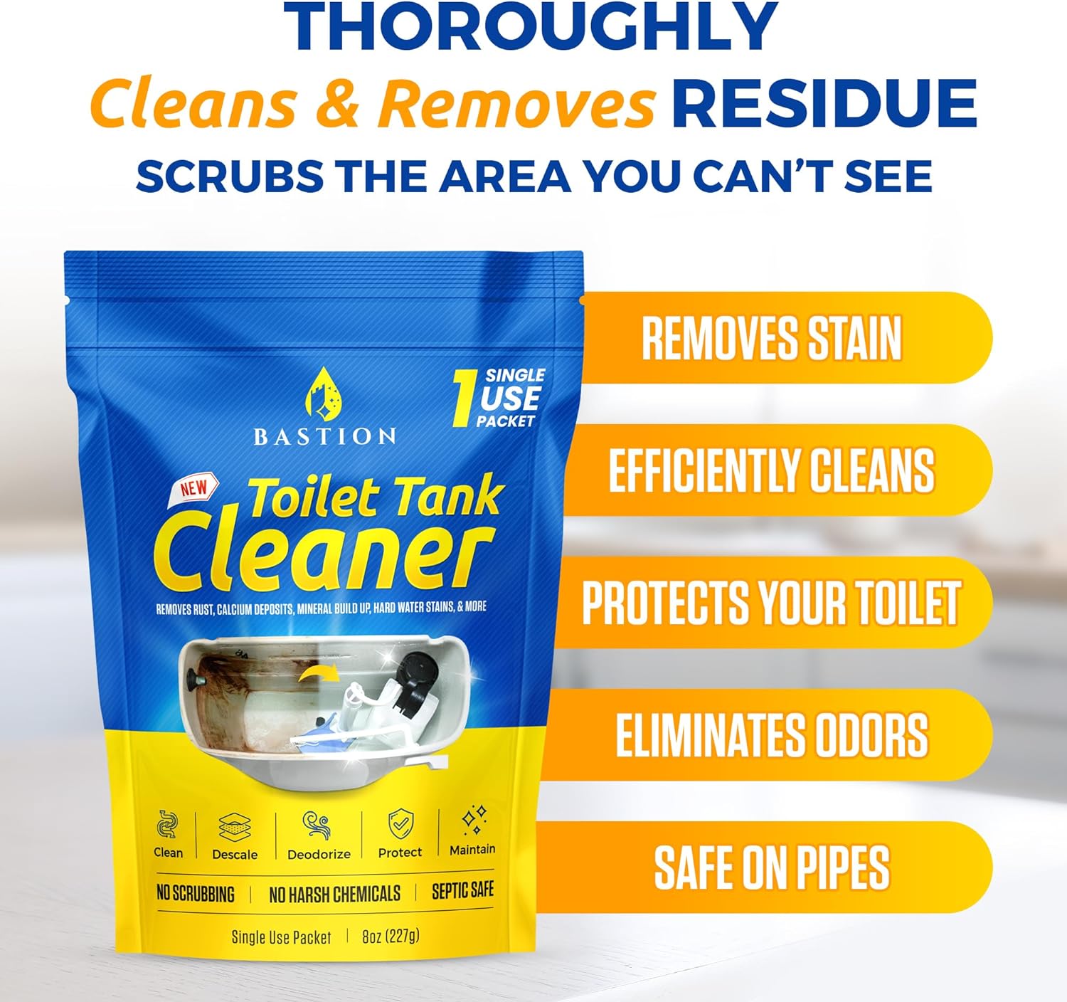 Bastion Toilet Tank Cleaner - 6 x 8oz Single Use Packets