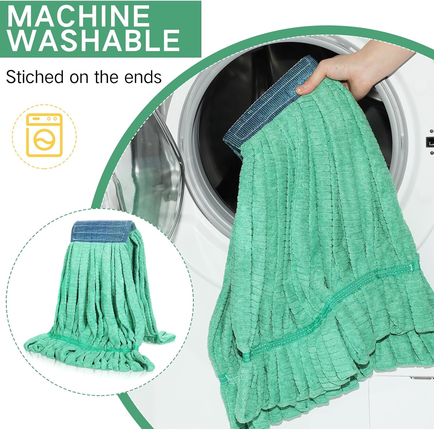 Lallisa 10 Pcs Microfiber Mop Head Refill for Commercial Industrial Use Green