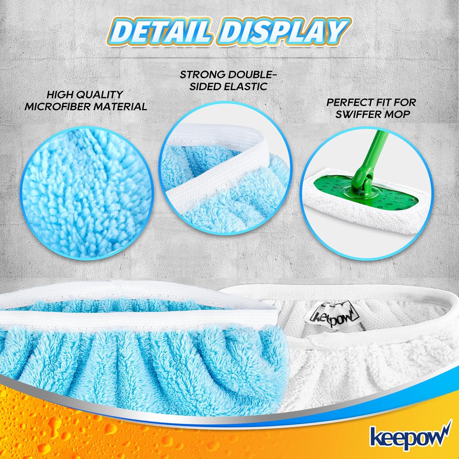 KEEPOW Reusable Microfiber Mop Pads 10 Pack