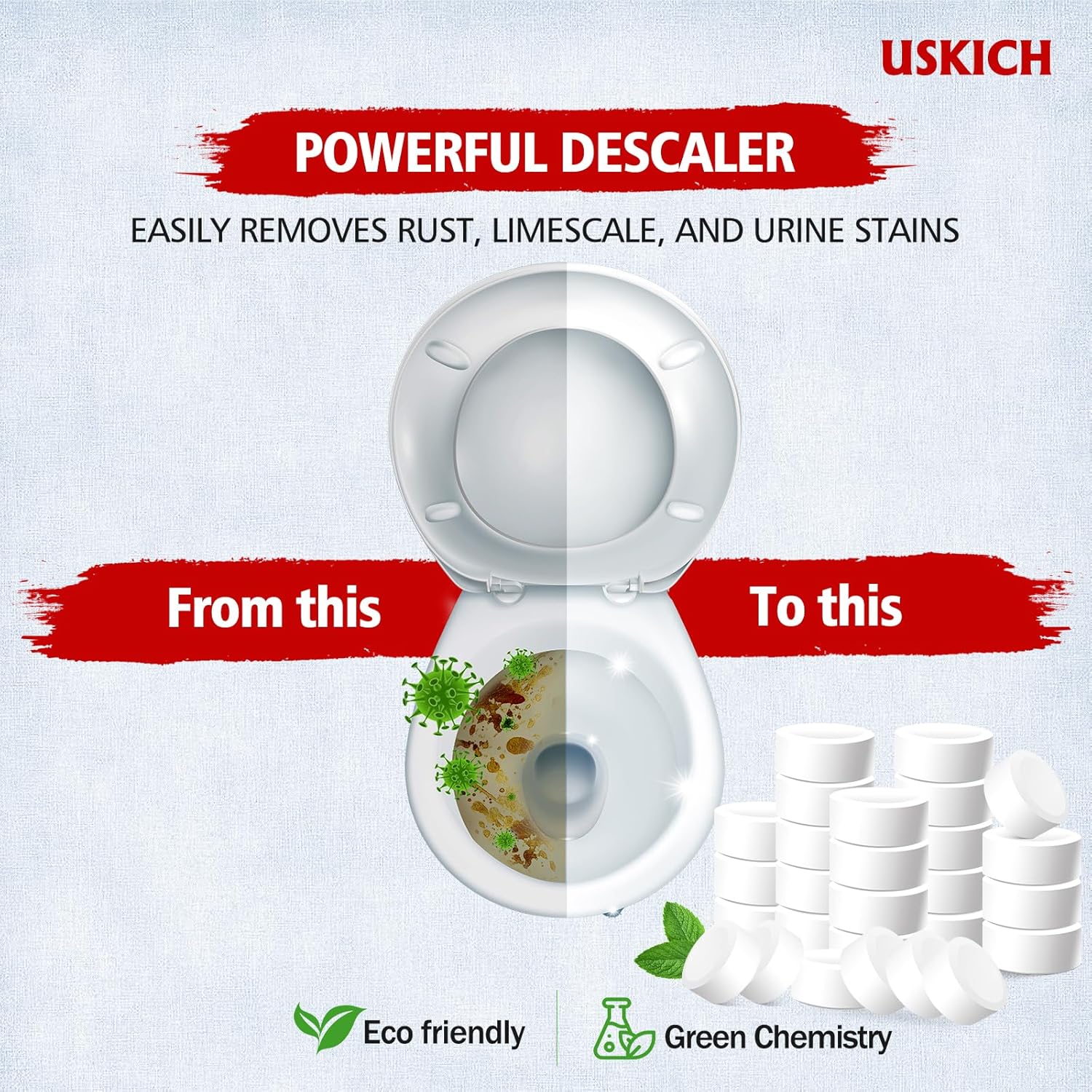 USKICH Toilet Bowl Cleaner Tablets - 80 Pack