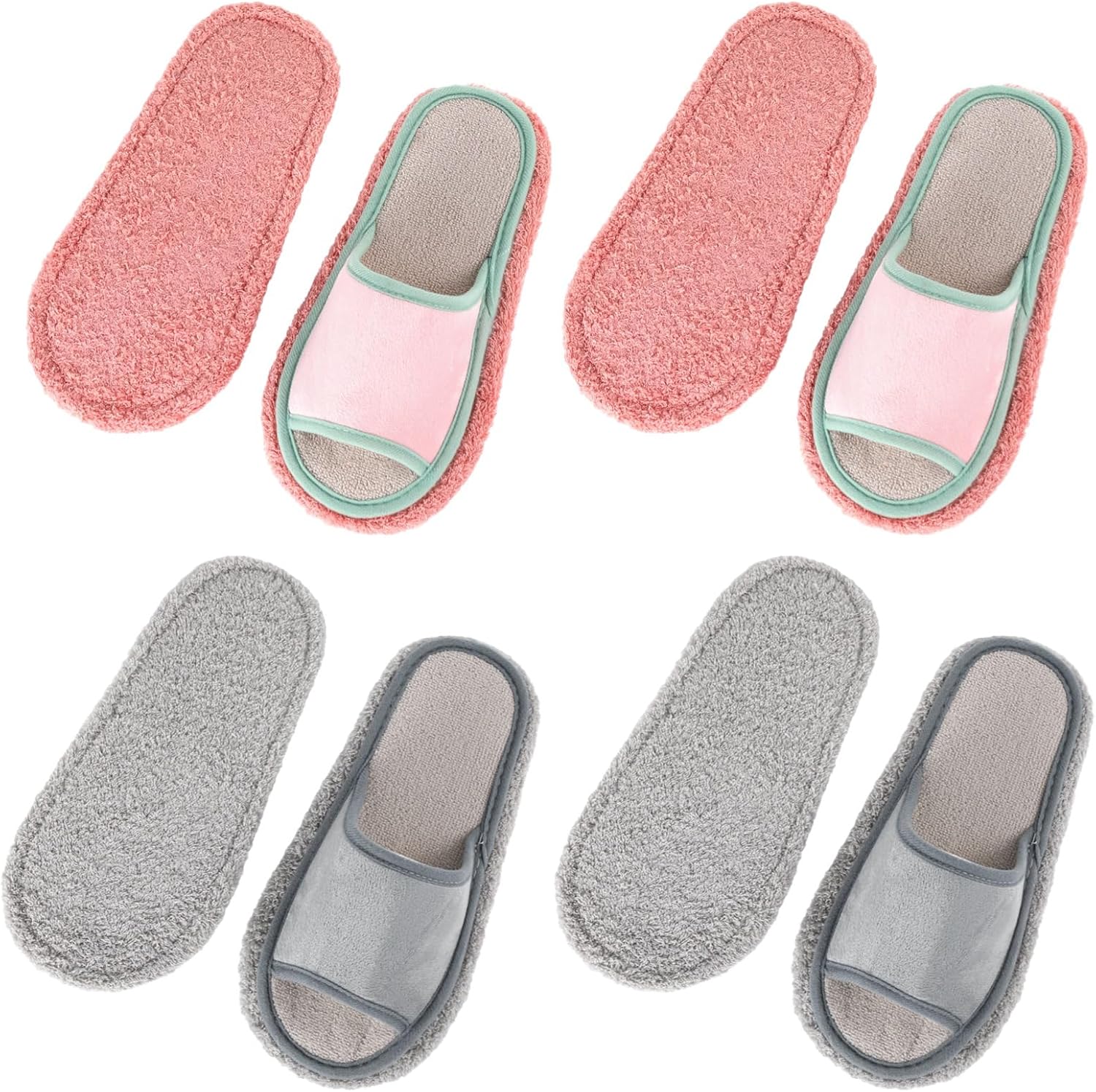 4 Pairs Washable Mop Slippers for Home Use