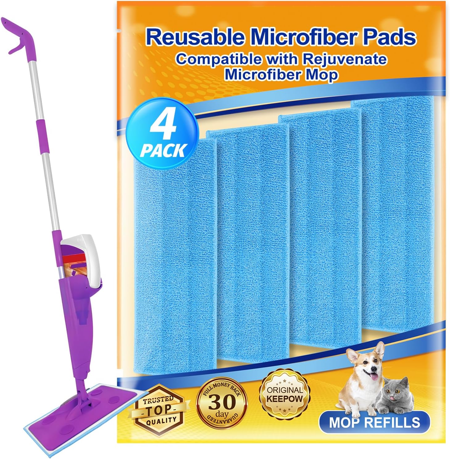 4 Pack Reusable Microfiber Mop Pads for Rejuvenate Machines 1