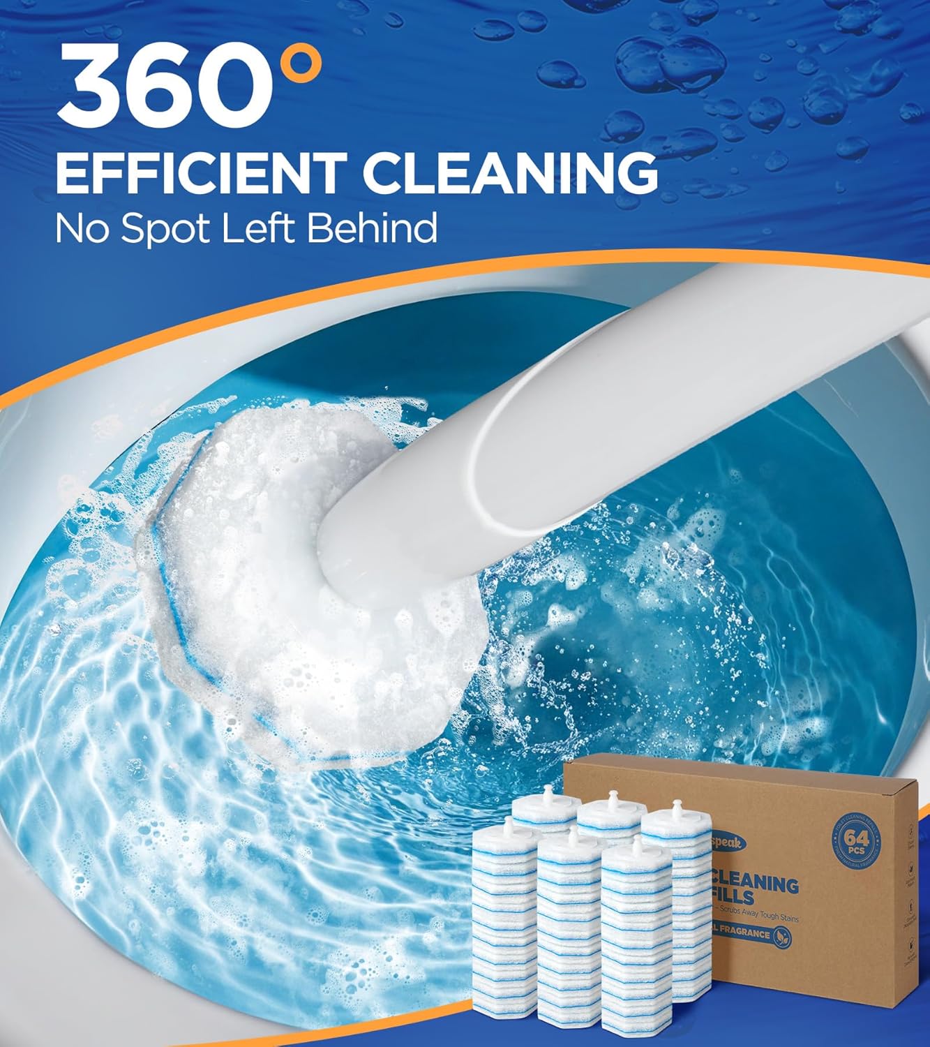 Caspeak 64 Count Toilet Wand Refills with 5X Cleaning Power