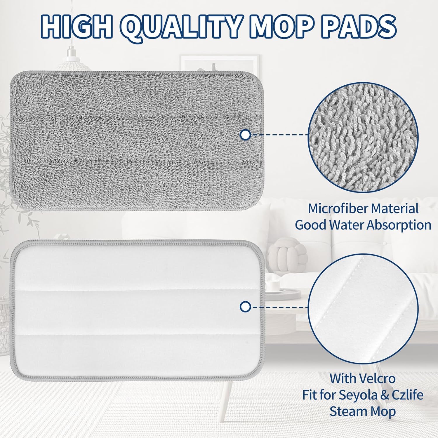 Yicotira Microfiber Steam Mop Pads - 4 Pack Reusable for Seyola FEPPO
