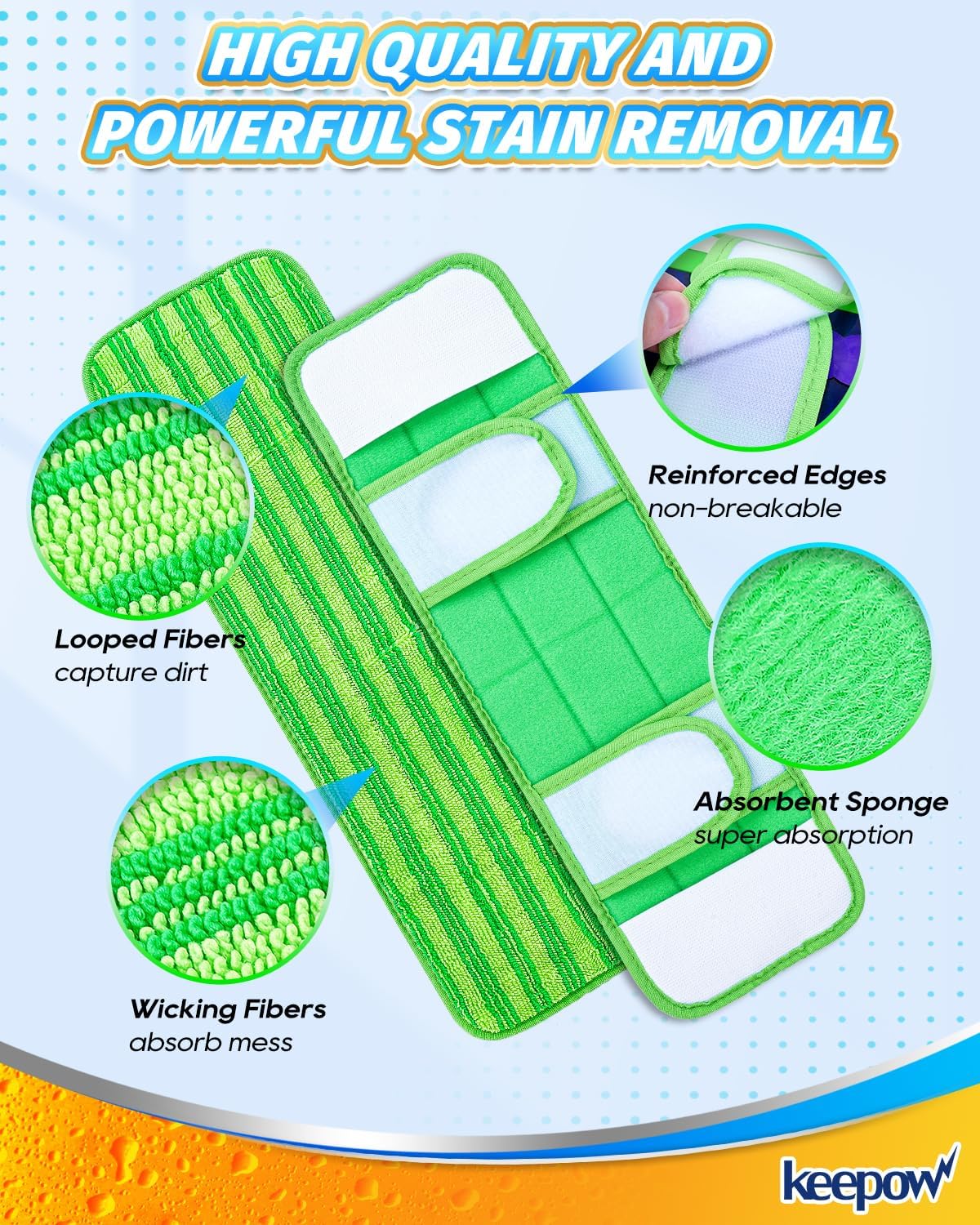 KEEPOW 6 Pack Microfiber Mop Pads for Swiffer XL Mop