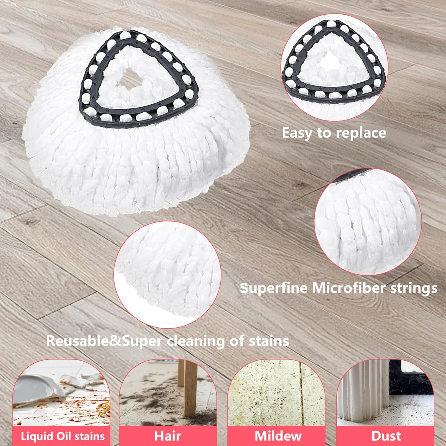 BOCA STORY 4Pcs Spin Mop Refill Combo for O-Ceda