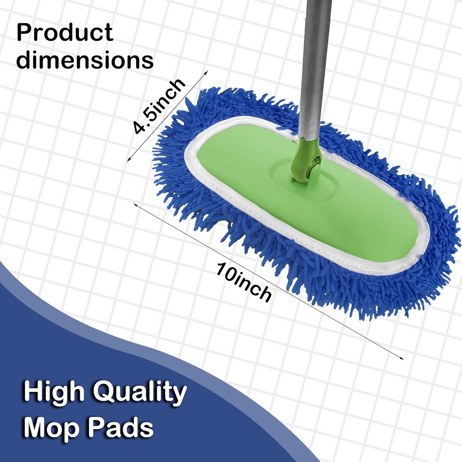 Reusable Microfiber Mop Pads 4 Pack - Blue