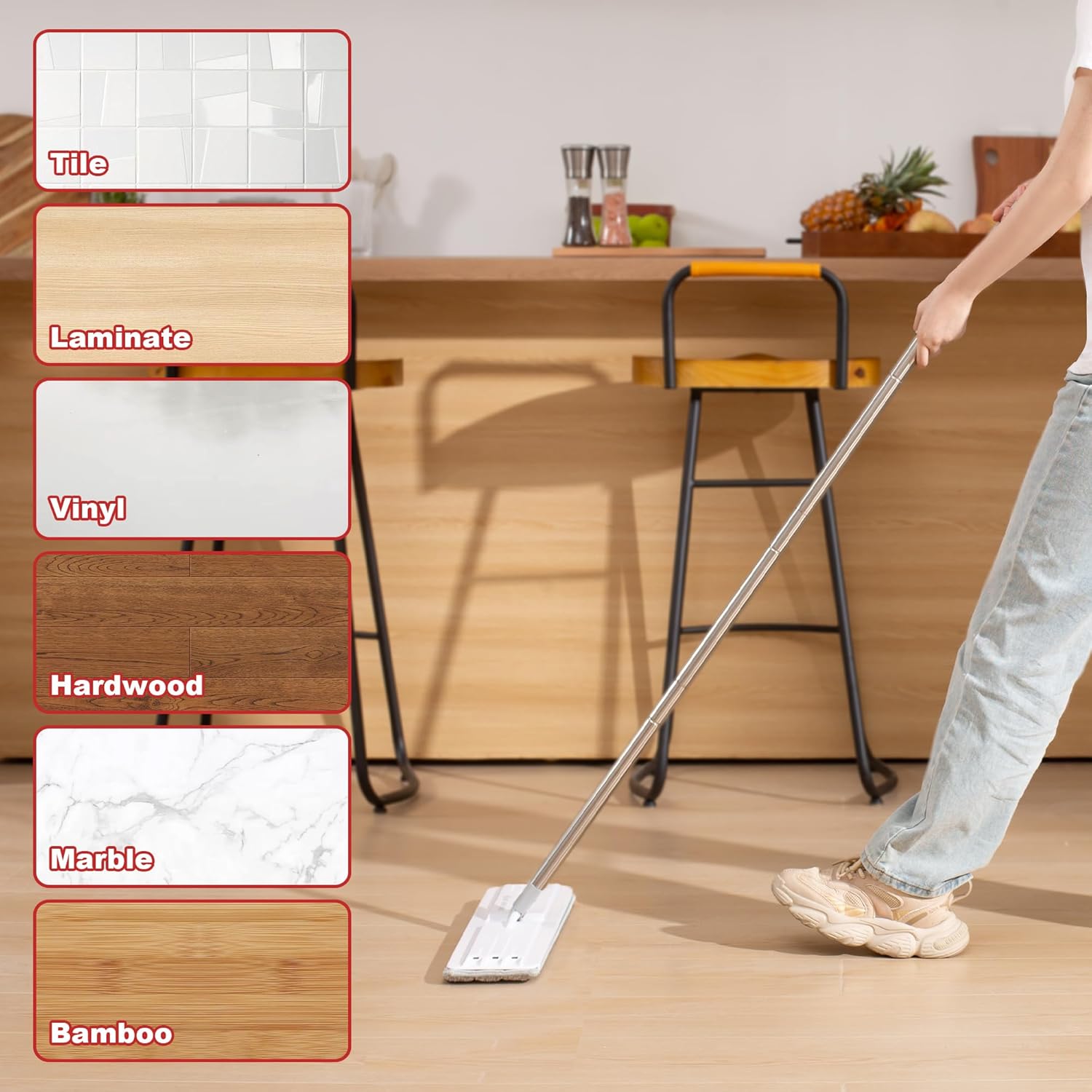 BOSHENG 13-Inch Microfiber Mop Pads Reusable Washable Pack of 4