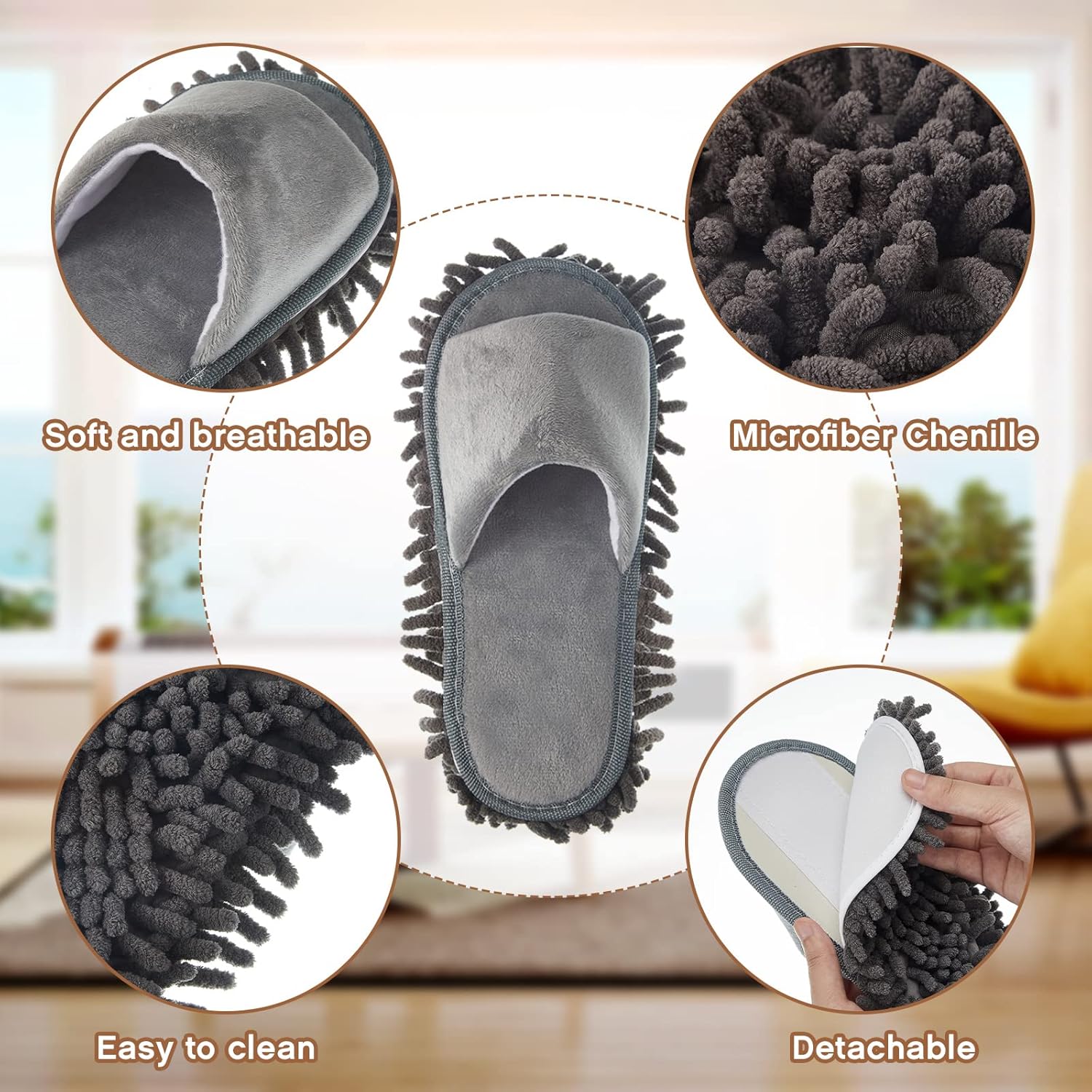 Jecery 2 Pairs Microfiber Mopping Slippers