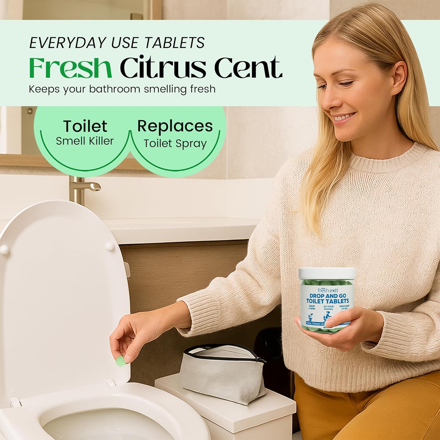 FreshExit Toilet Deodorizer Tablets 60 Count Citrus Scent 1