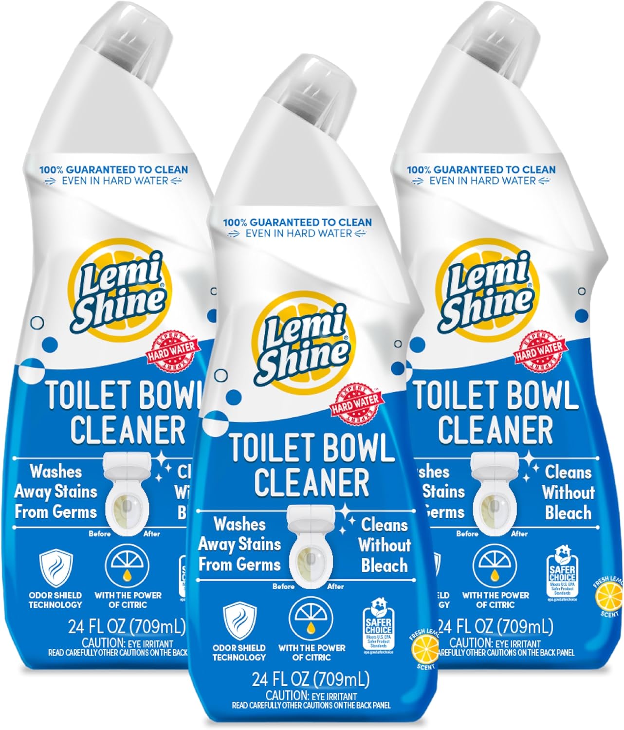 Lemi Shine Toilet Bowl Cleaner 24 oz 3 Pack Bleach-Free