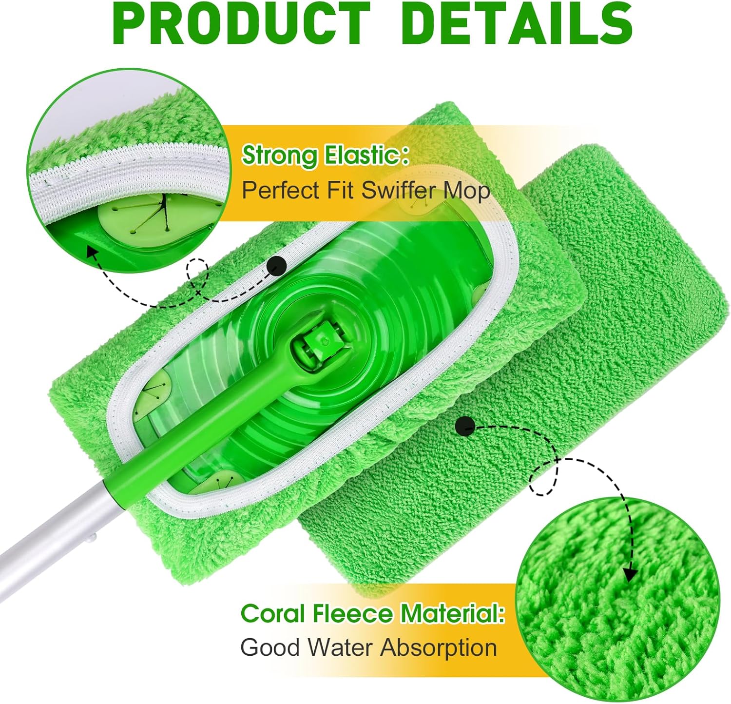 NEOACT 14Pcs Reusable Microfiber Mop Pads for Swiffer Sweeper
