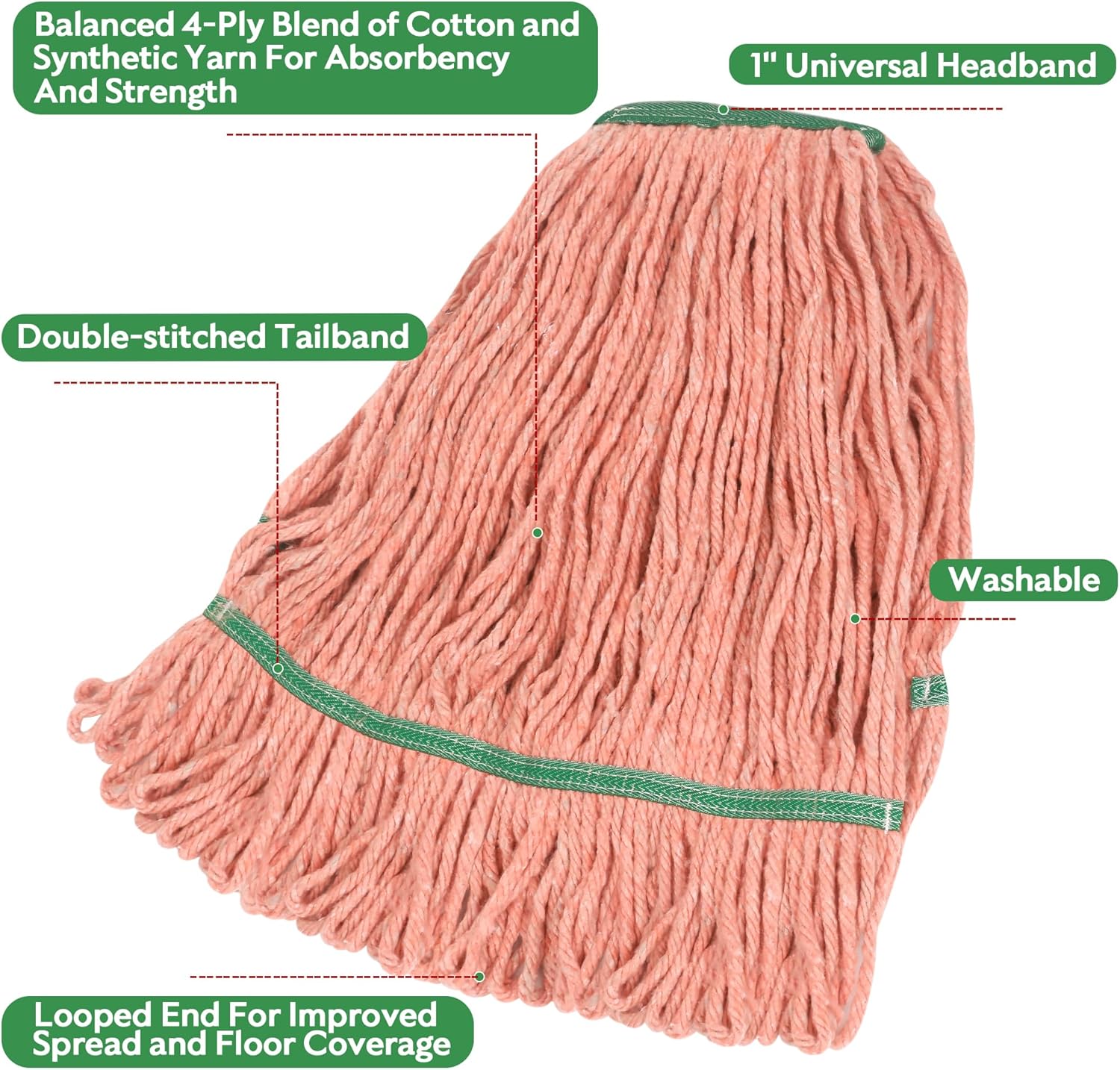 L Luke Supply Matthew Heavy Duty Mop Head Replacement - Pack of 3
