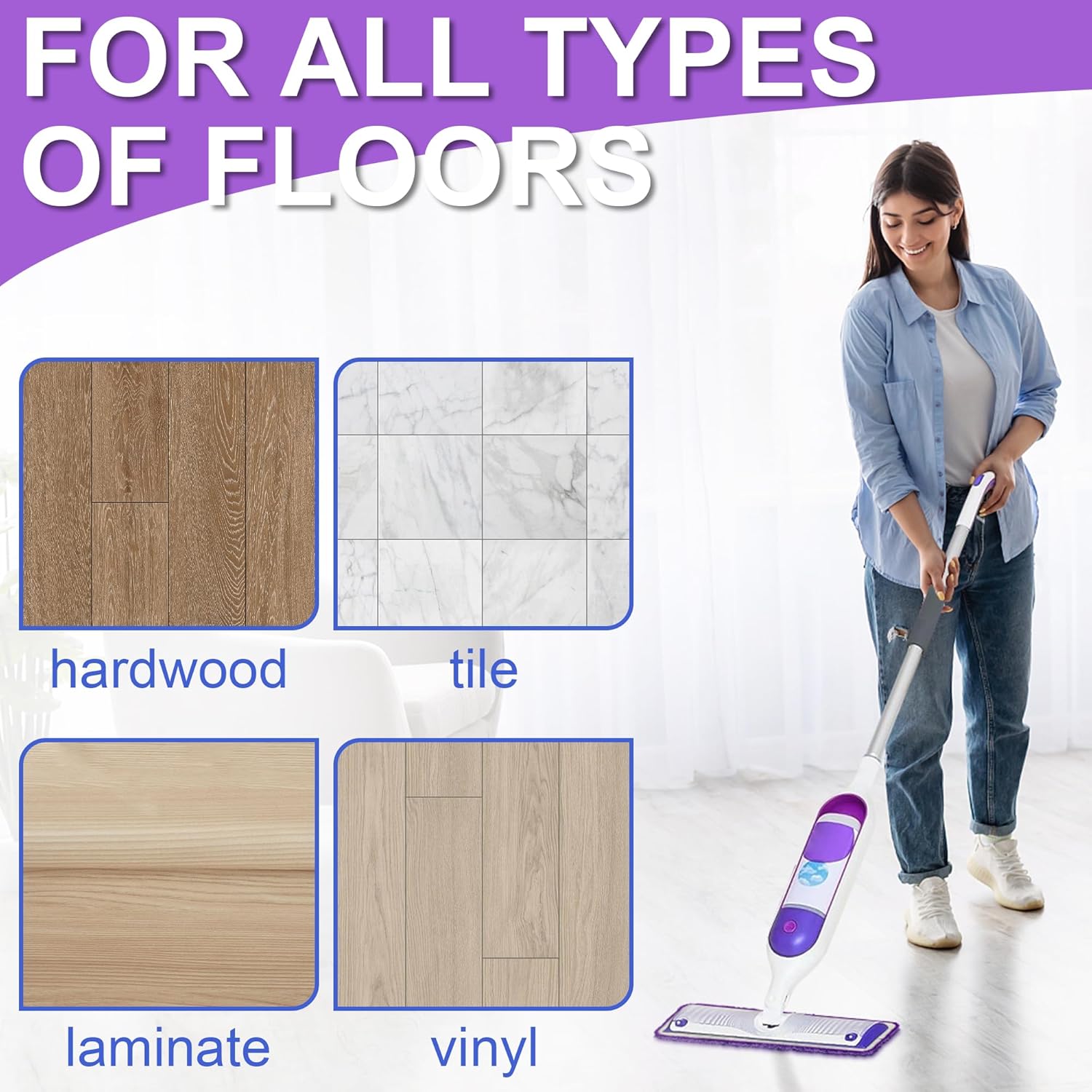 Reusable Mop Pads for Swiffer Power Mop 6 Pack