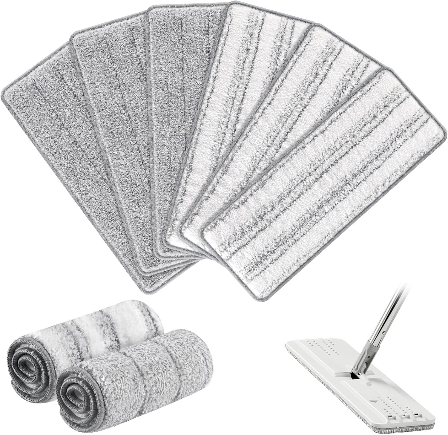Zeekech Flat Mop Head Replacement Pads 13 x 49 GreyStripe