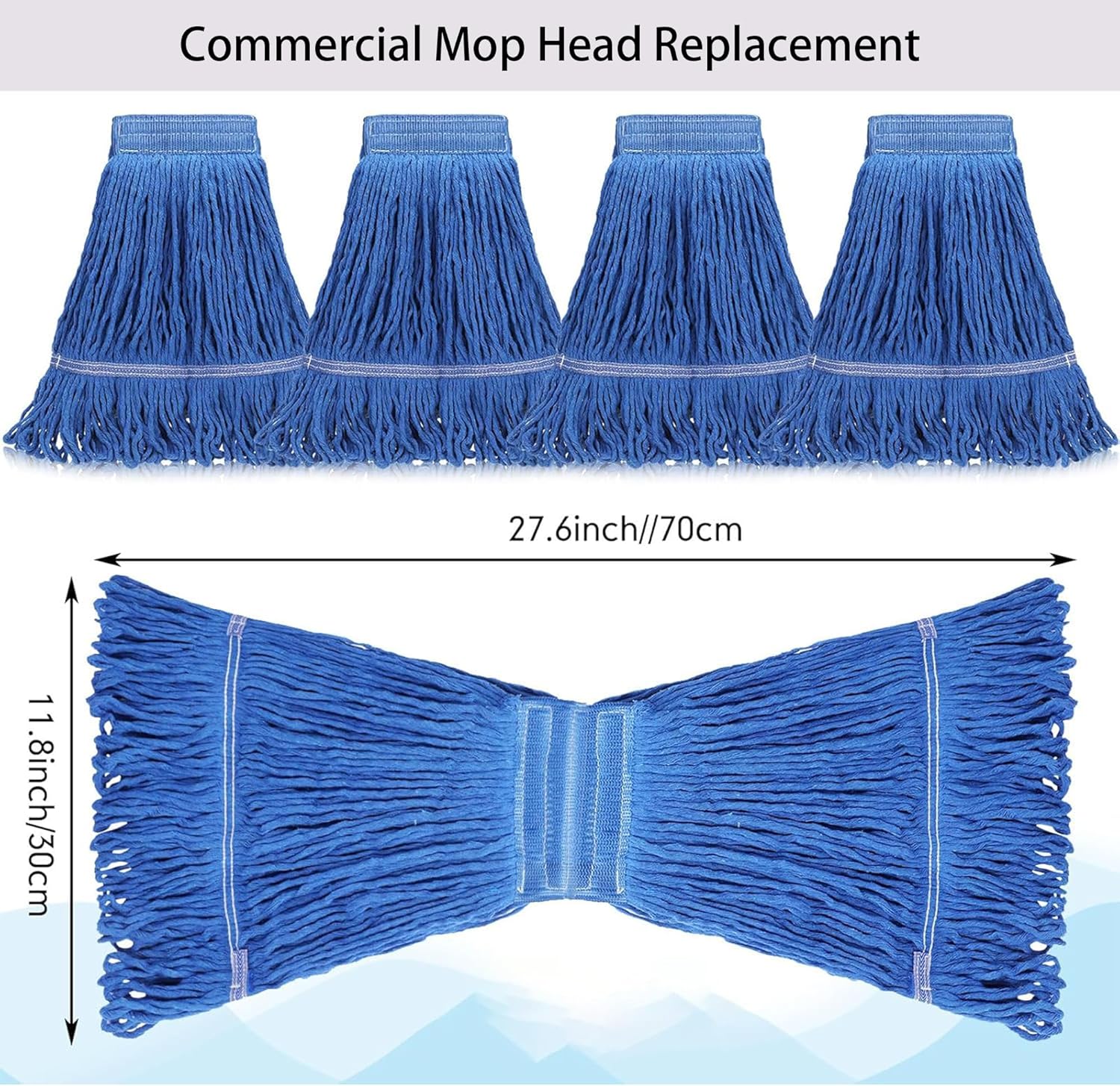 10 PCS 276 Inch Heavy Duty Mop Head Refills - Blue Commercial Cotton Replacements