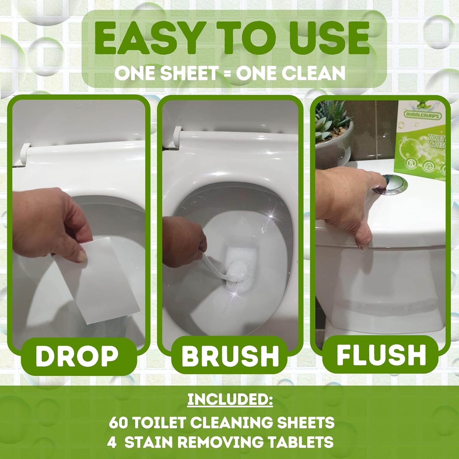 Bubbleburps Toilet Cleaning Sheets Descaler Tablets COMBO