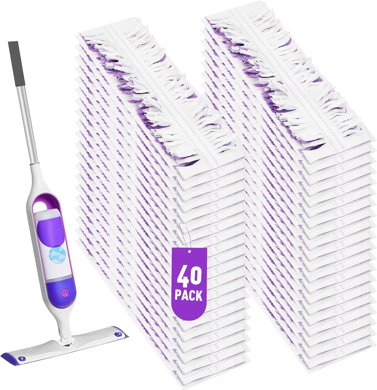 40 Pack Swiffer Power Mop Pads Refill - Disposable Wet Pads