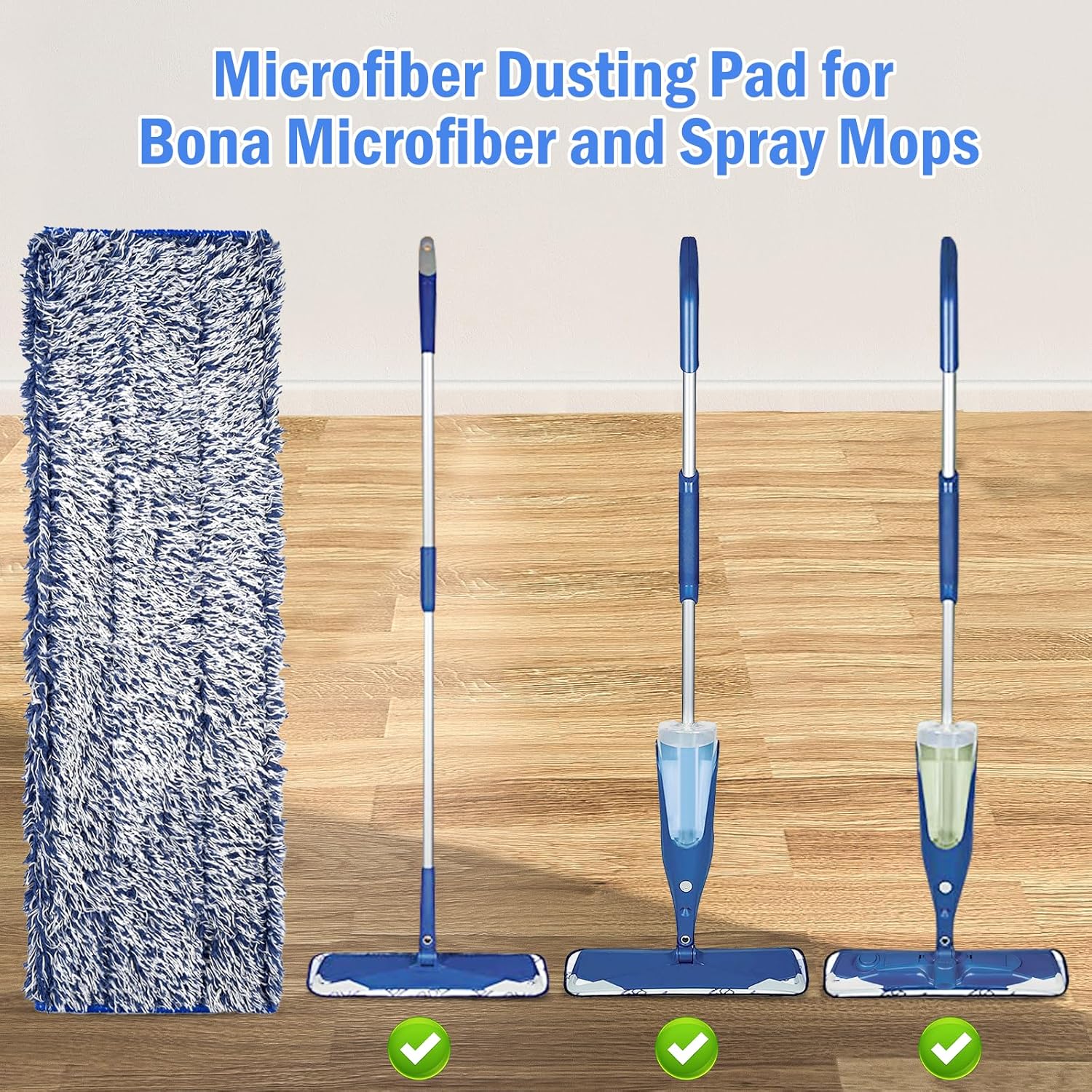 ZIONYA 4 Pack Microfiber Dusting Pads for Bona Mops